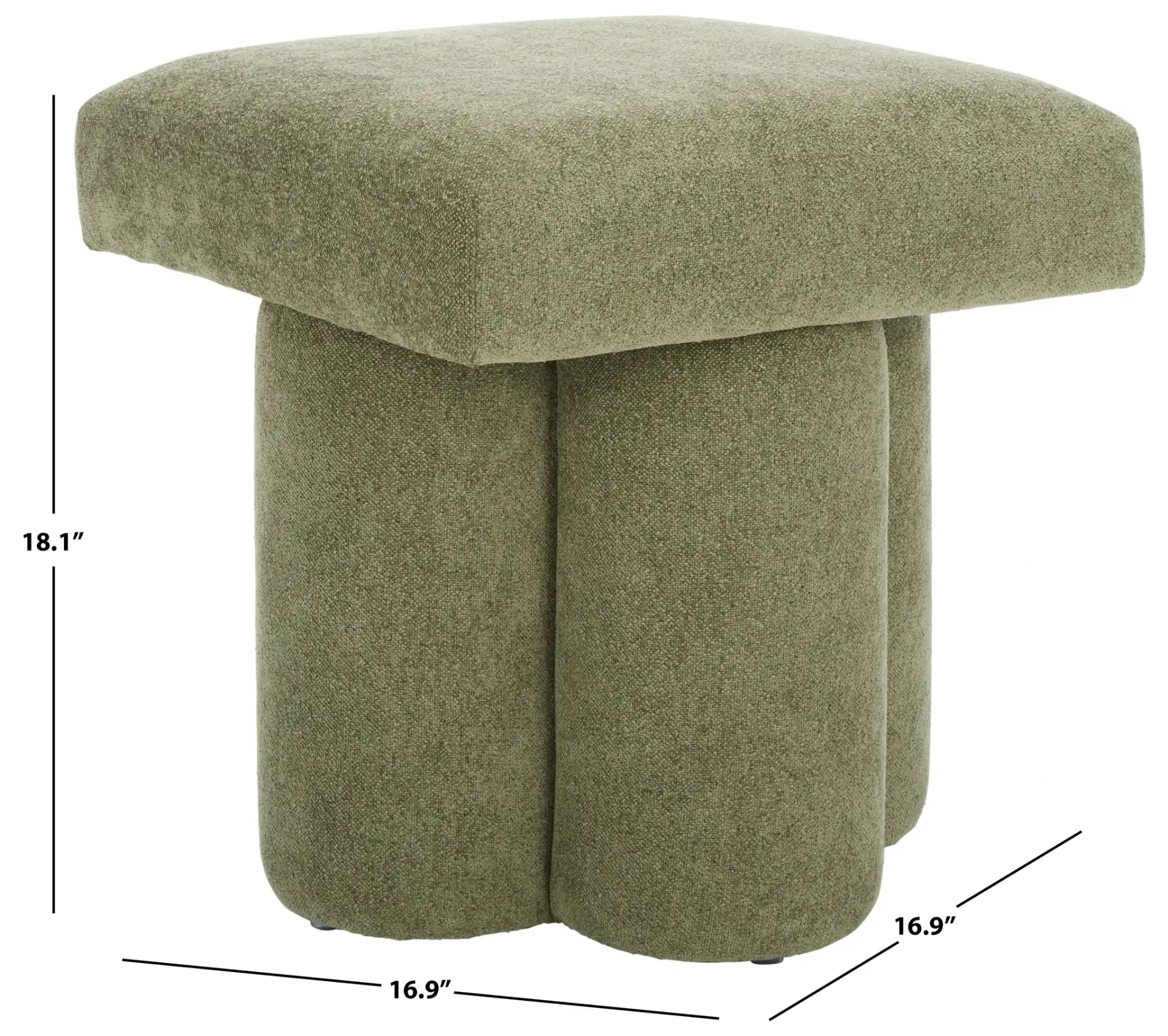 Farq Square Top Ottoman in Moss, detail view