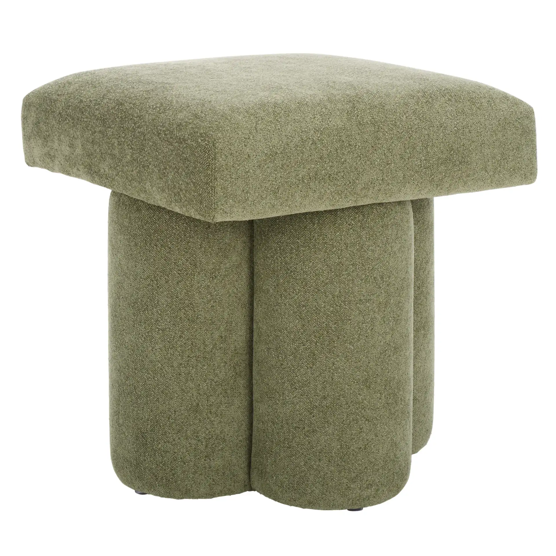 Farq Square Top Ottoman in Moss, detail view