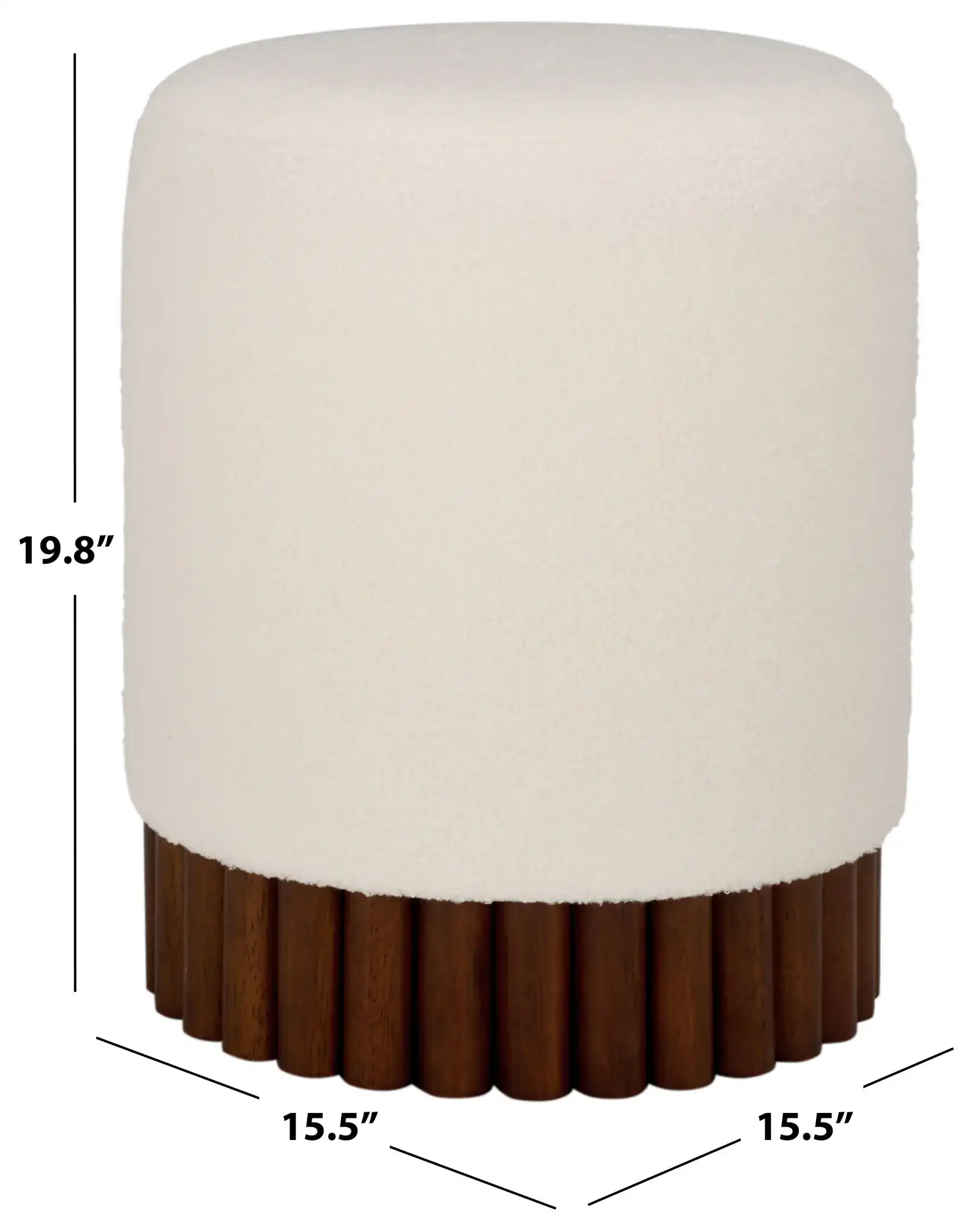 Cerna Ottoman in Off-White / Dark Brown, detail view