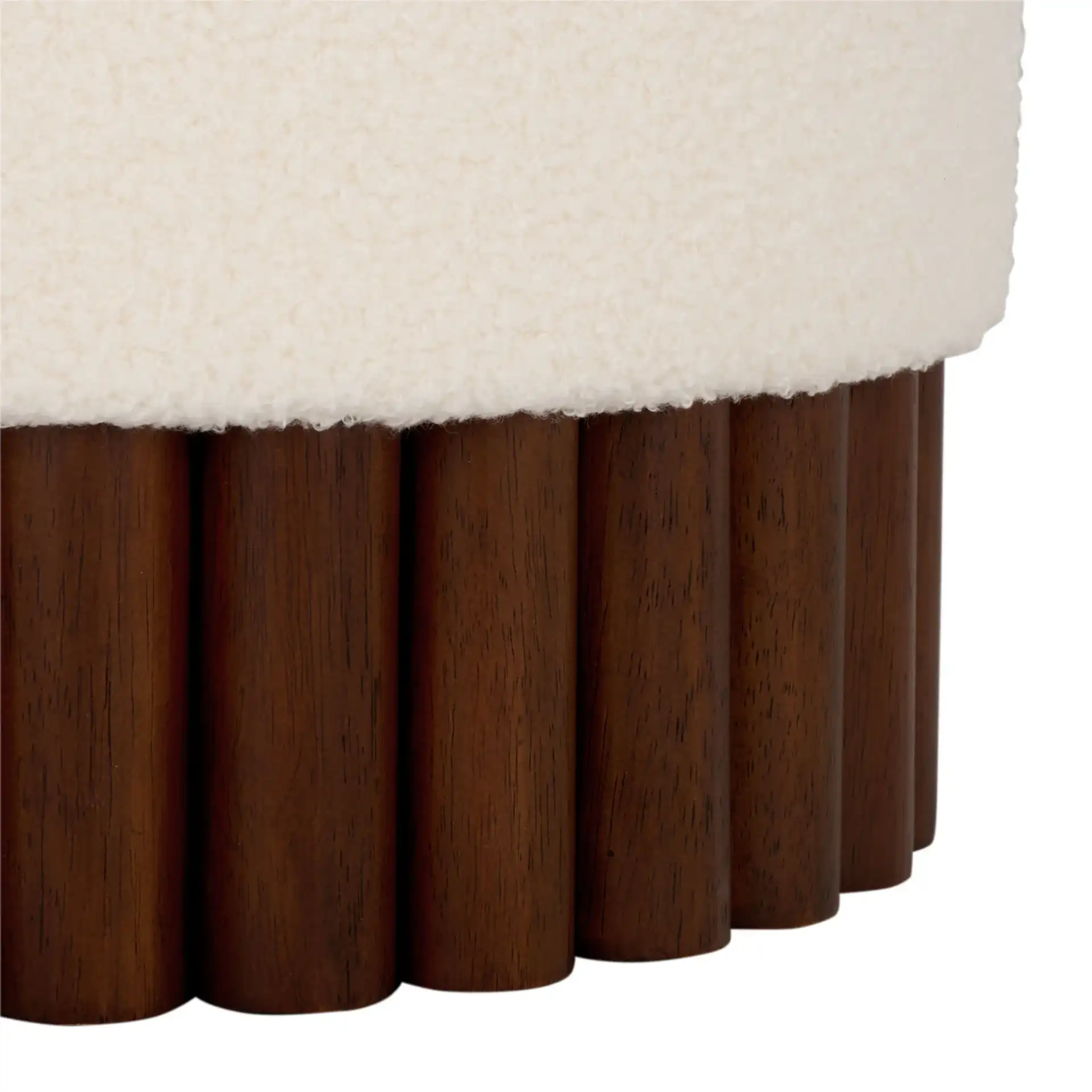 Cerna Ottoman in Off-White / Dark Brown, detail view