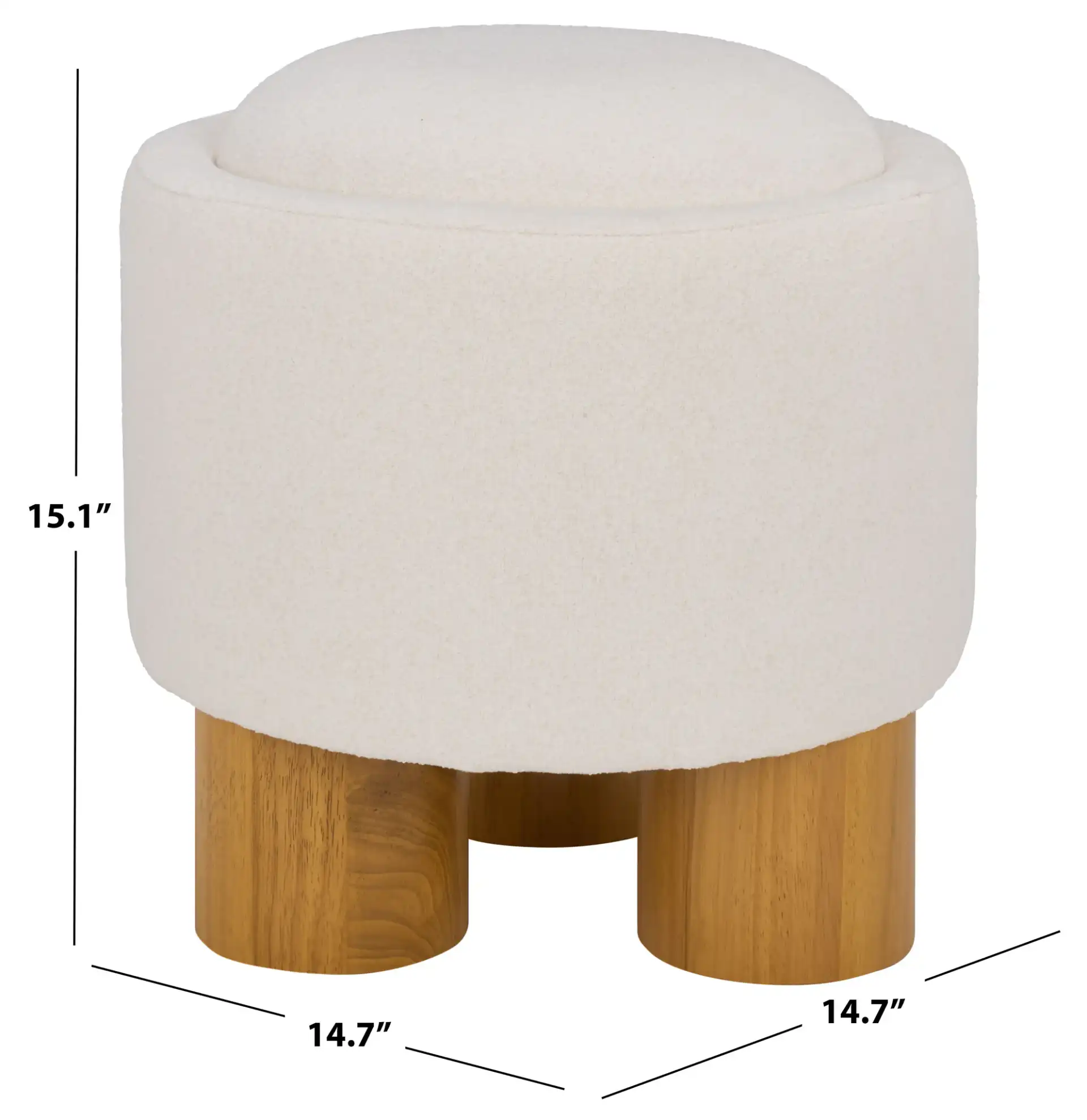 Posner Ottoman in Ivory / Natural, detail view