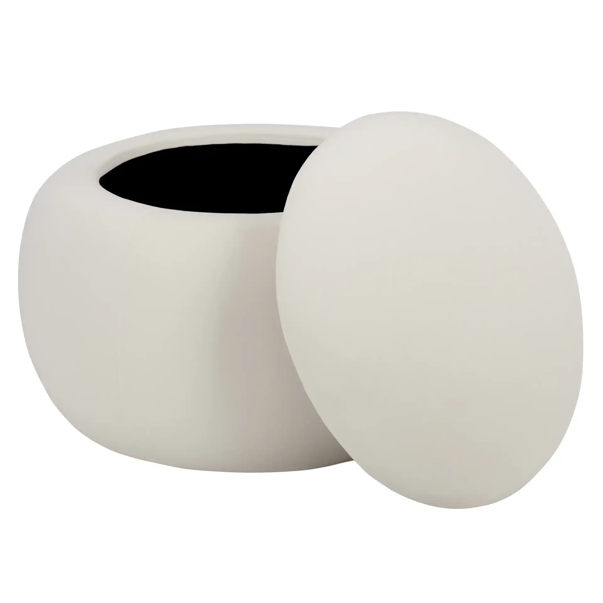 Siara Round Storage Ottoman in Cream, detail view