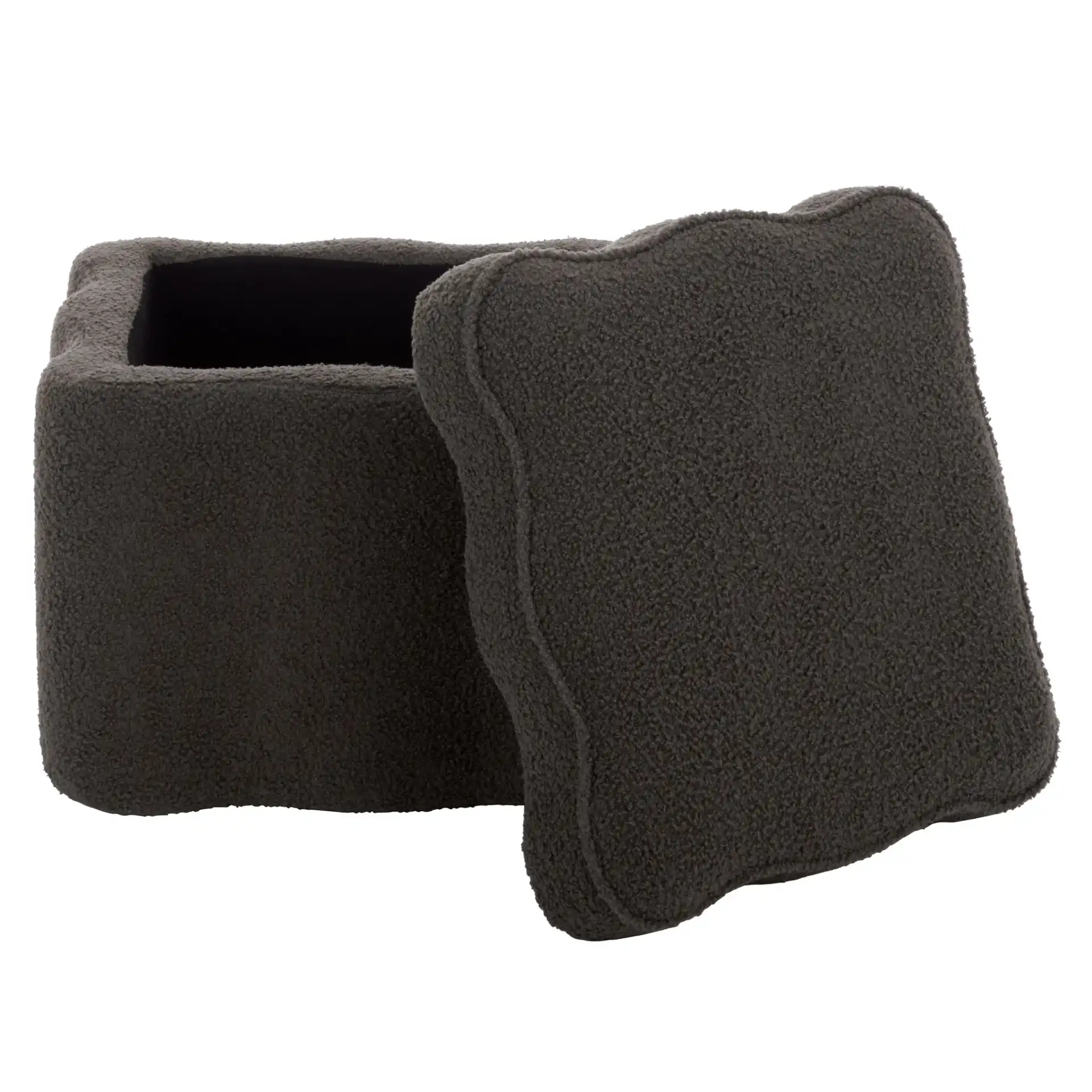Emmie Square Storage Ottoman in Brown, detail view