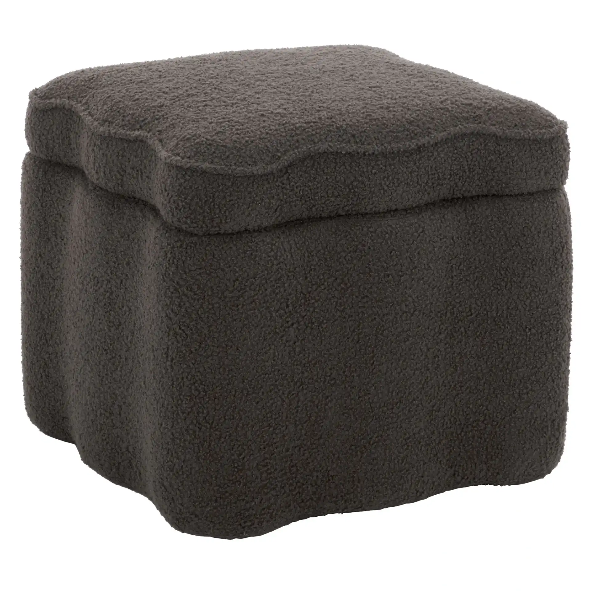 Emmie Square Storage Ottoman in Brown, detail view