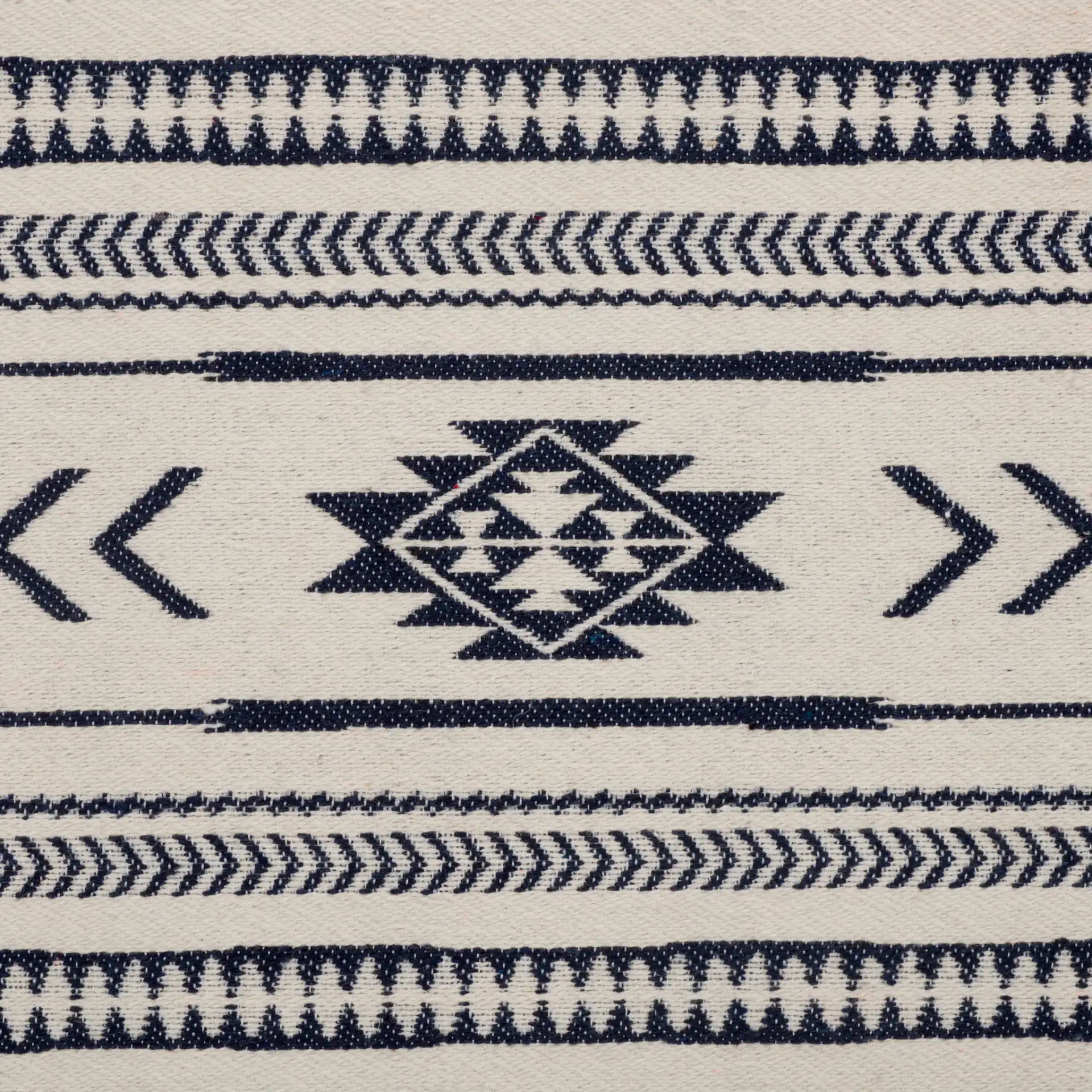 Ute Ottoman in Navy Blue White / Natural, detail view