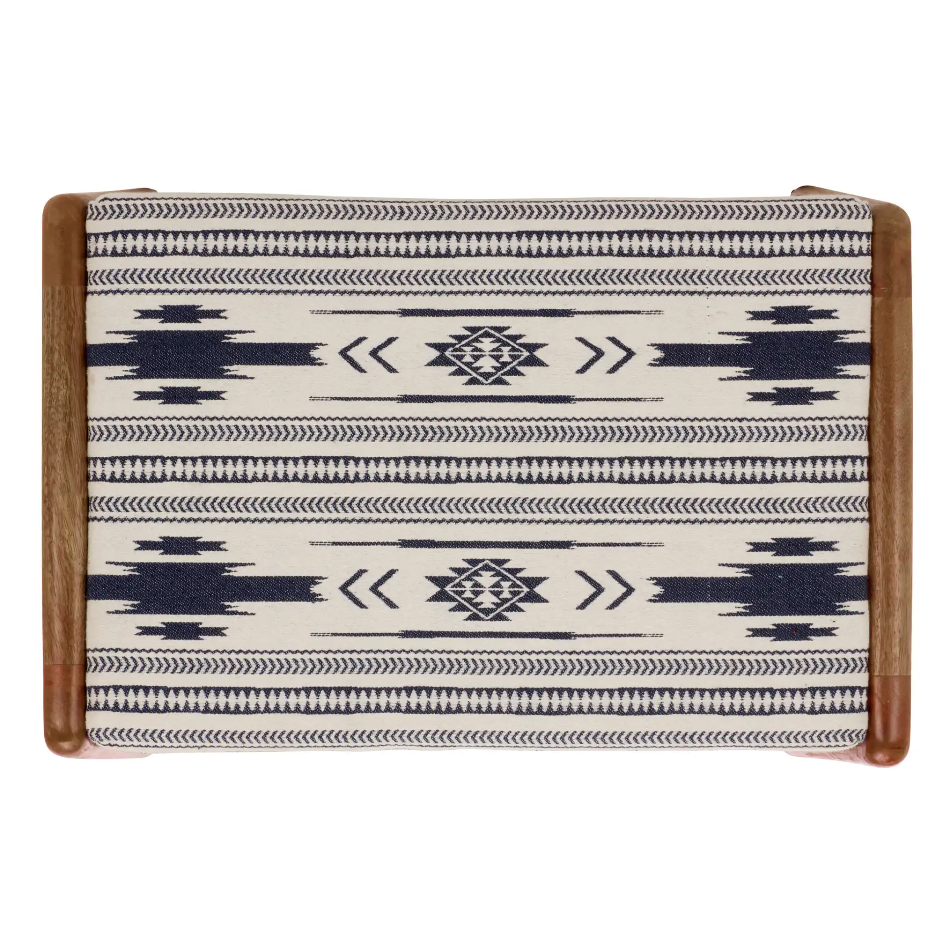 Ute Ottoman in Navy Blue White / Natural, detail view