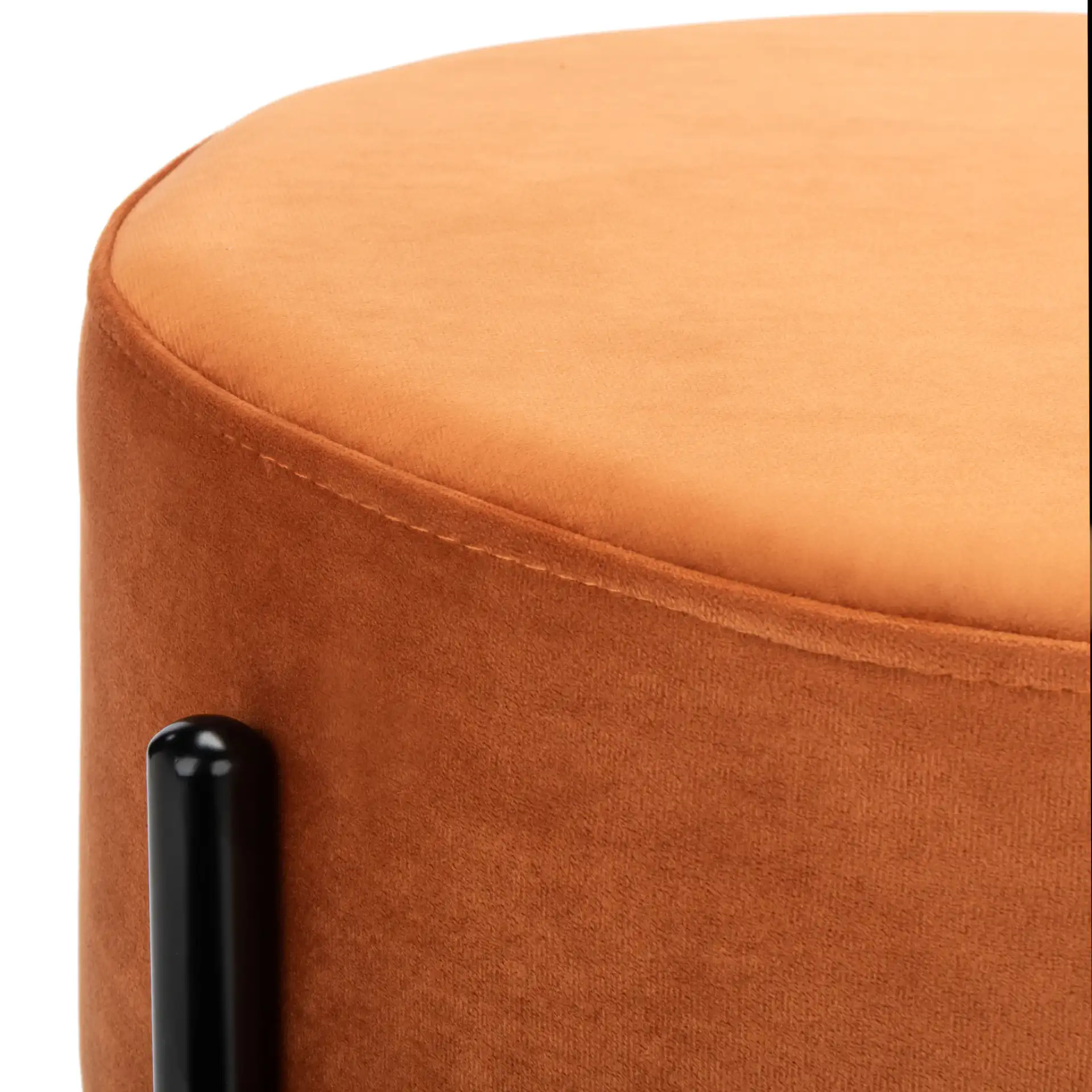Lisbon Round Ottoman in Dusty Rose / Black in a styled room