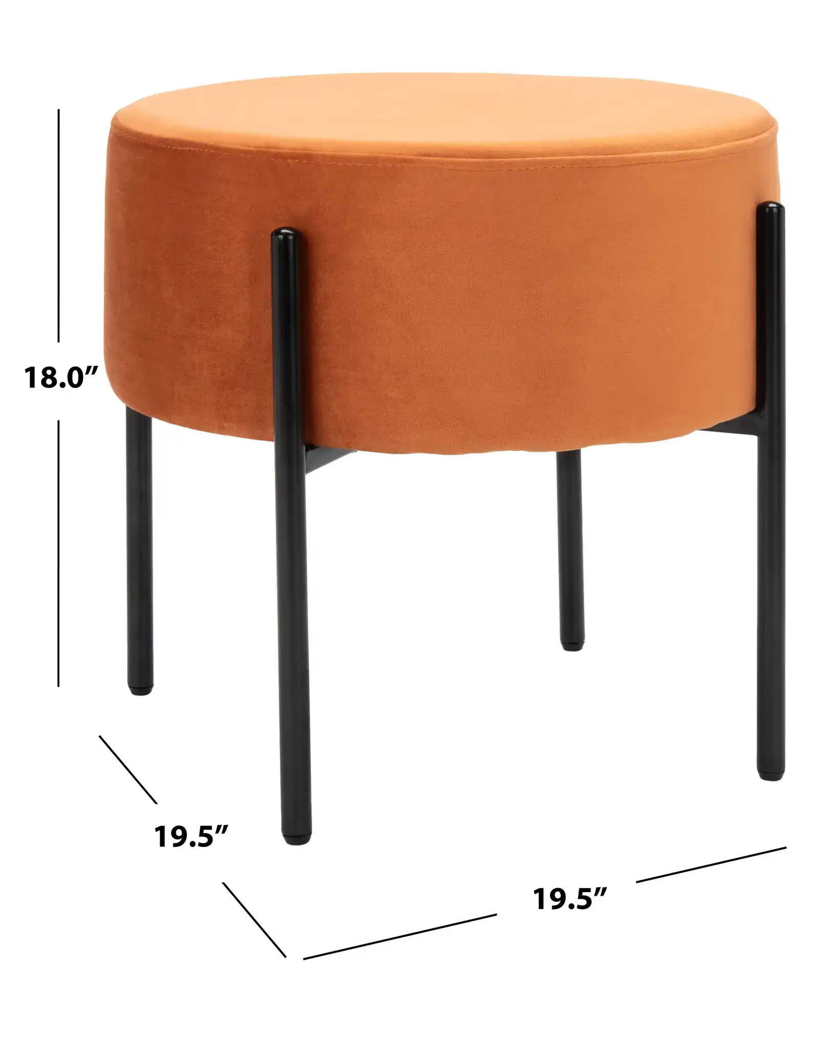 Lisbon Round Ottoman in Dusty Rose / Black, detail view