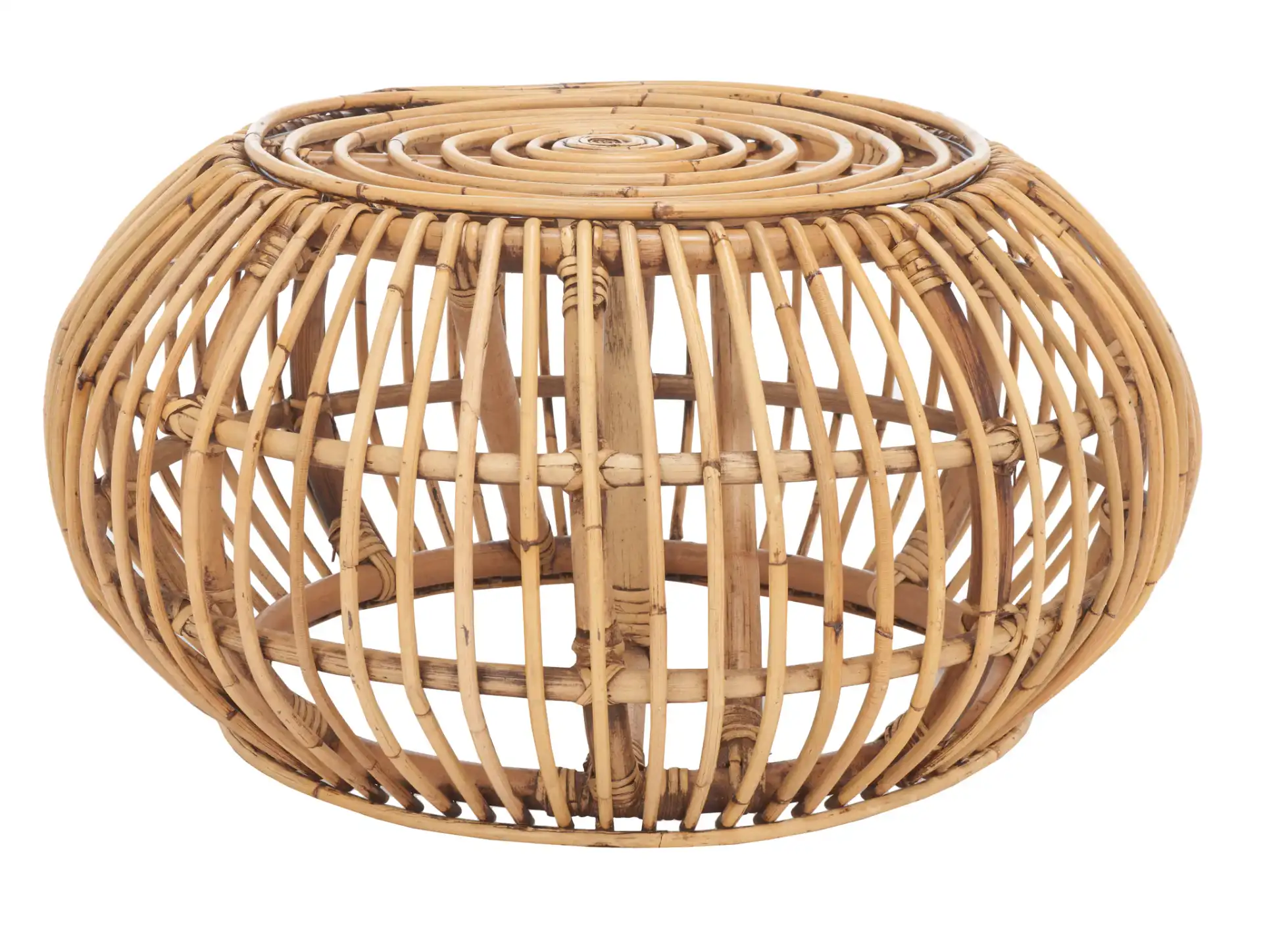 Jacynda Round Ottoman in Honey Brown Wash