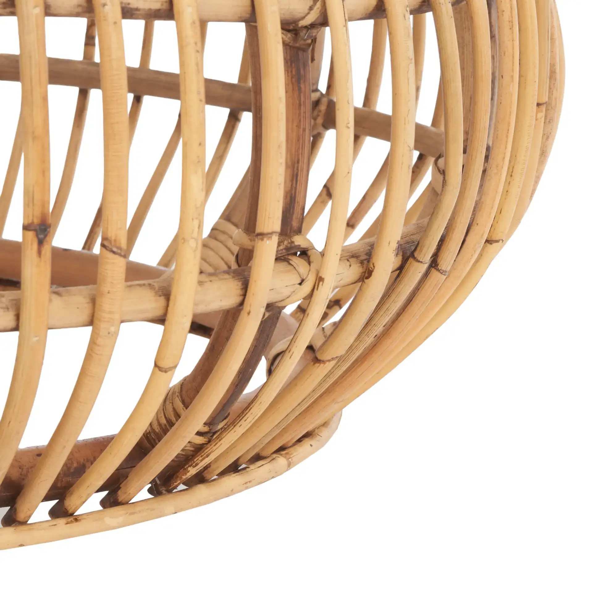 Jacynda Round Ottoman in Honey Brown Wash, detail view