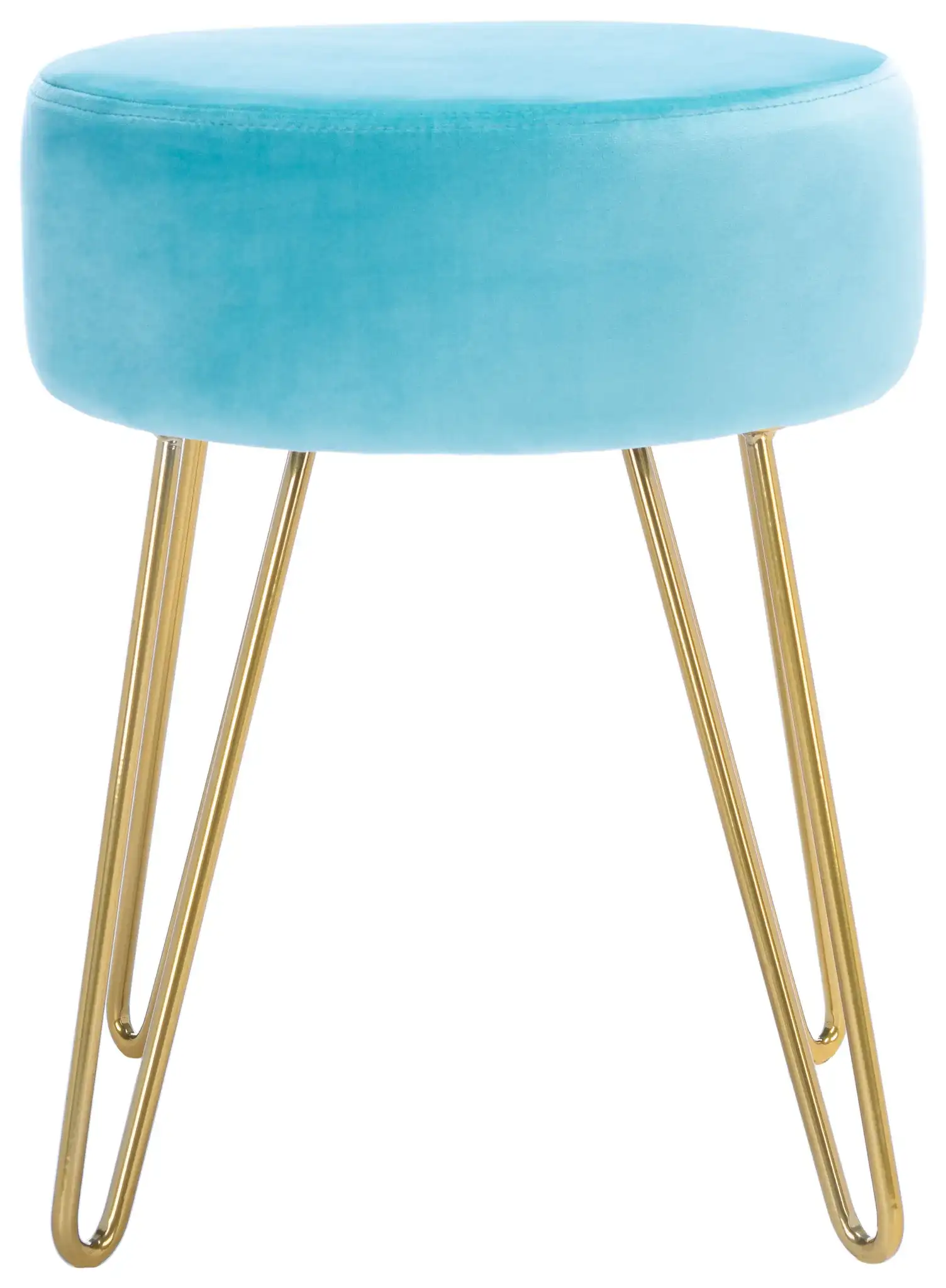 Abrea Round Ottoman in Aqua / Gold