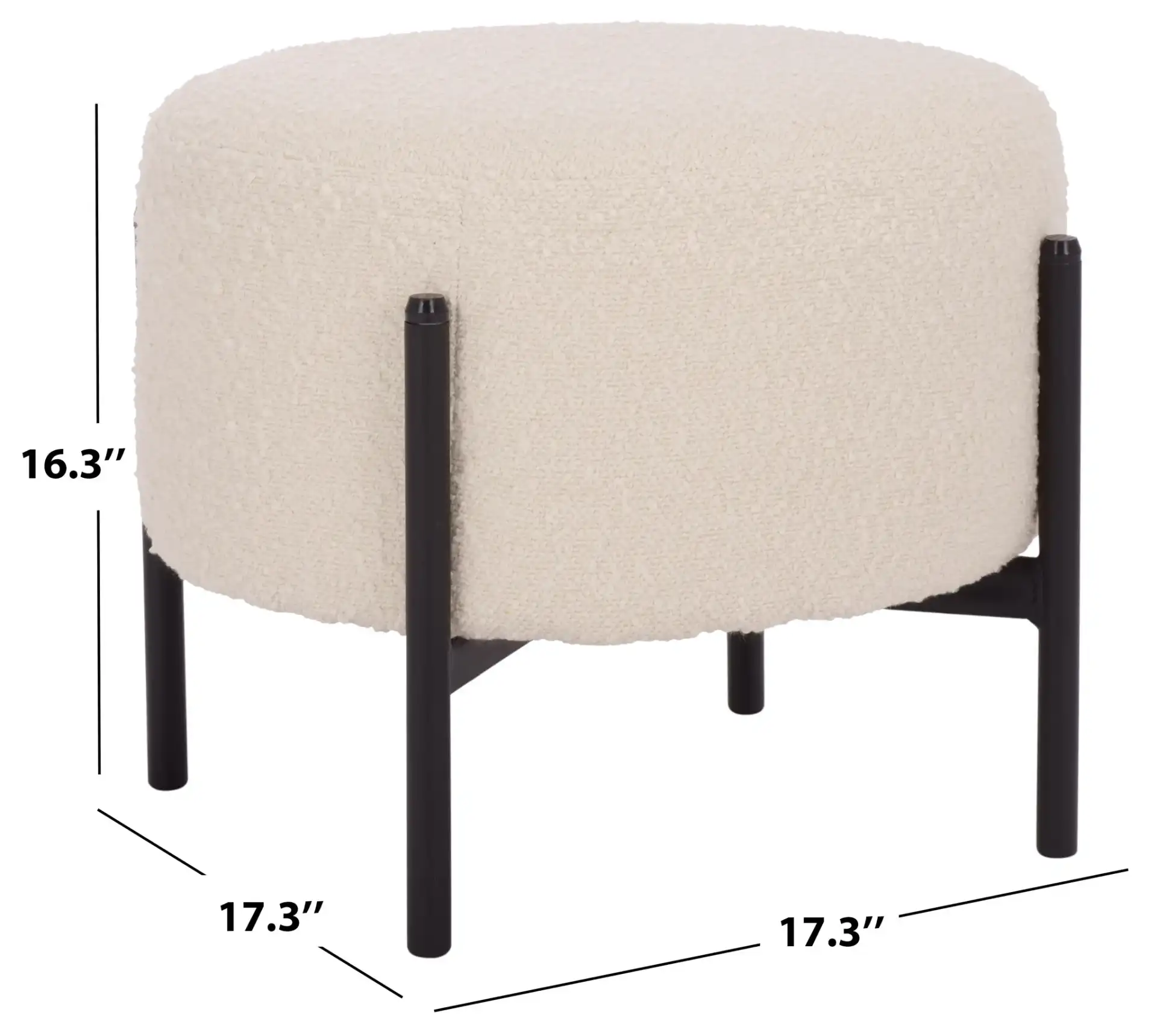 Crius Ottoman in Cream / Black, detail view