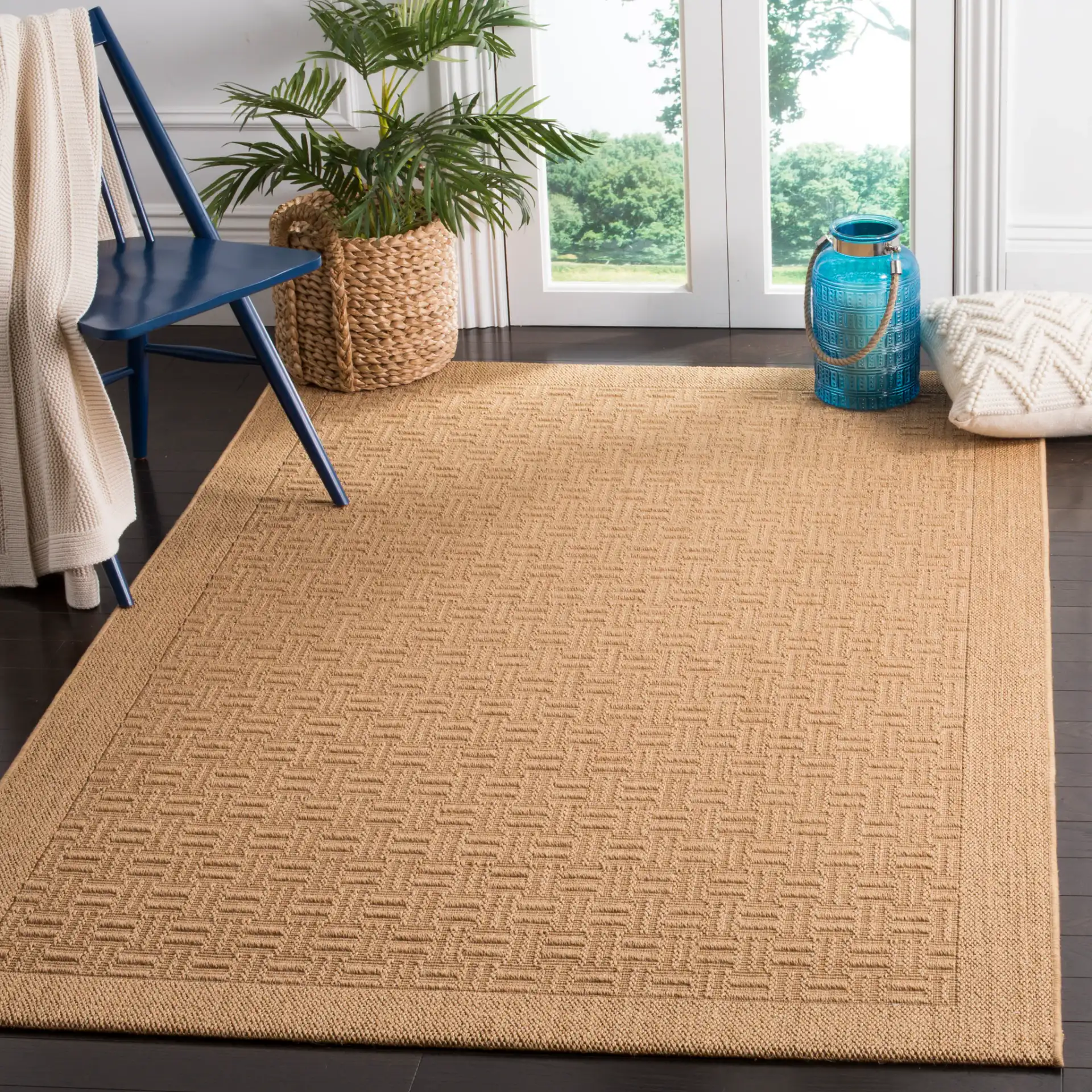 Palm Beach Basketry Rug in Maize in a styled room