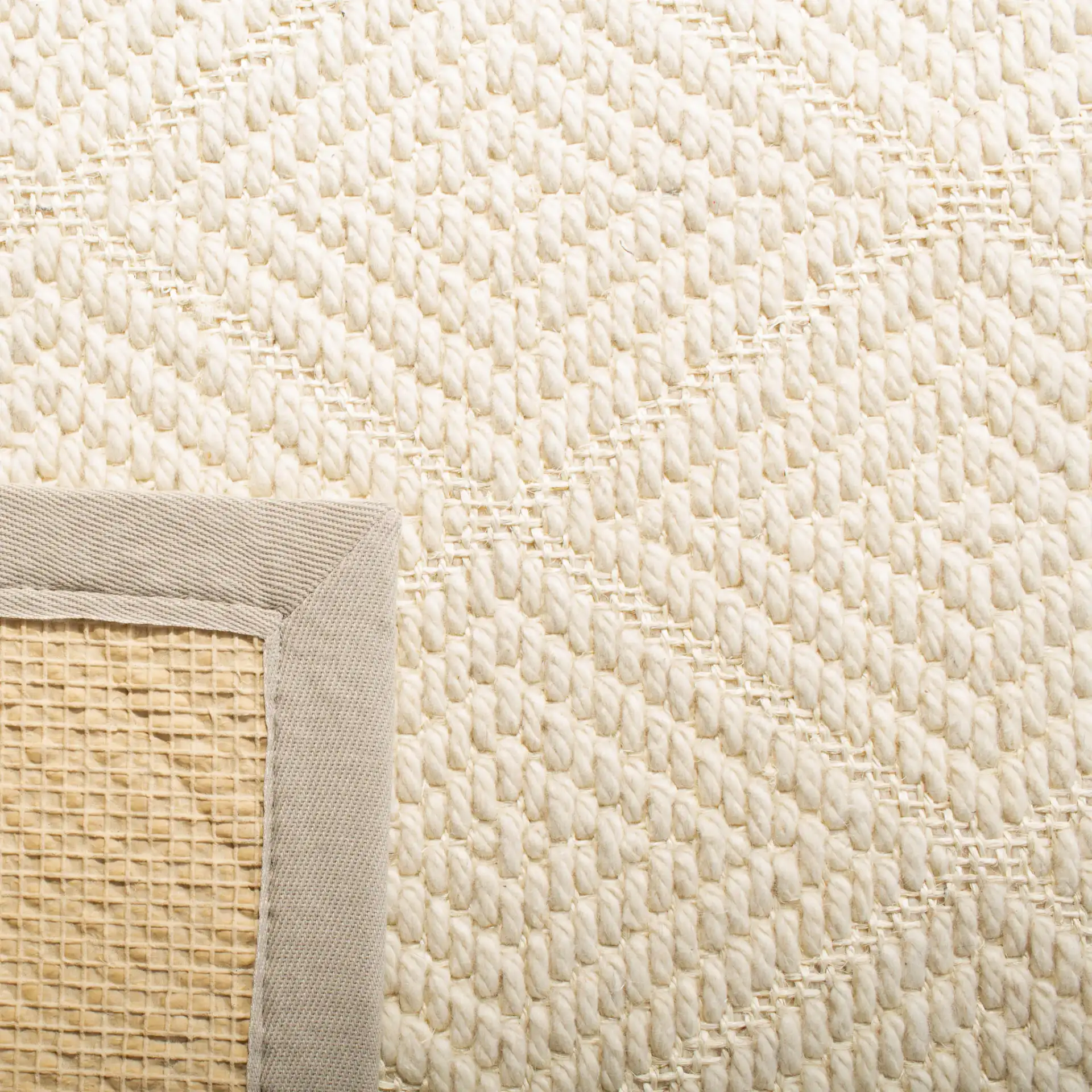 Palm Beach Bordered Diamond Rug in Ivory / Gray in a styled room