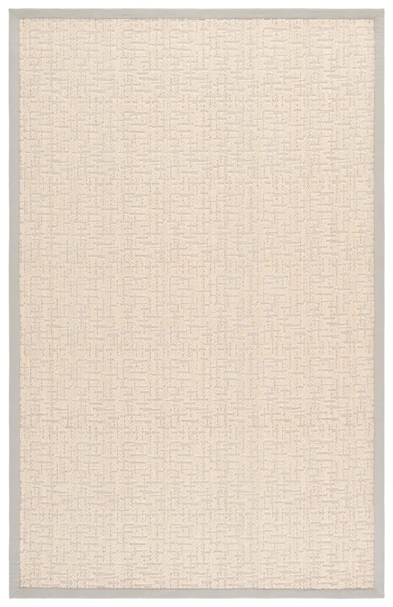 Cottage Bordered Basketweave Wool Rug in Ivory