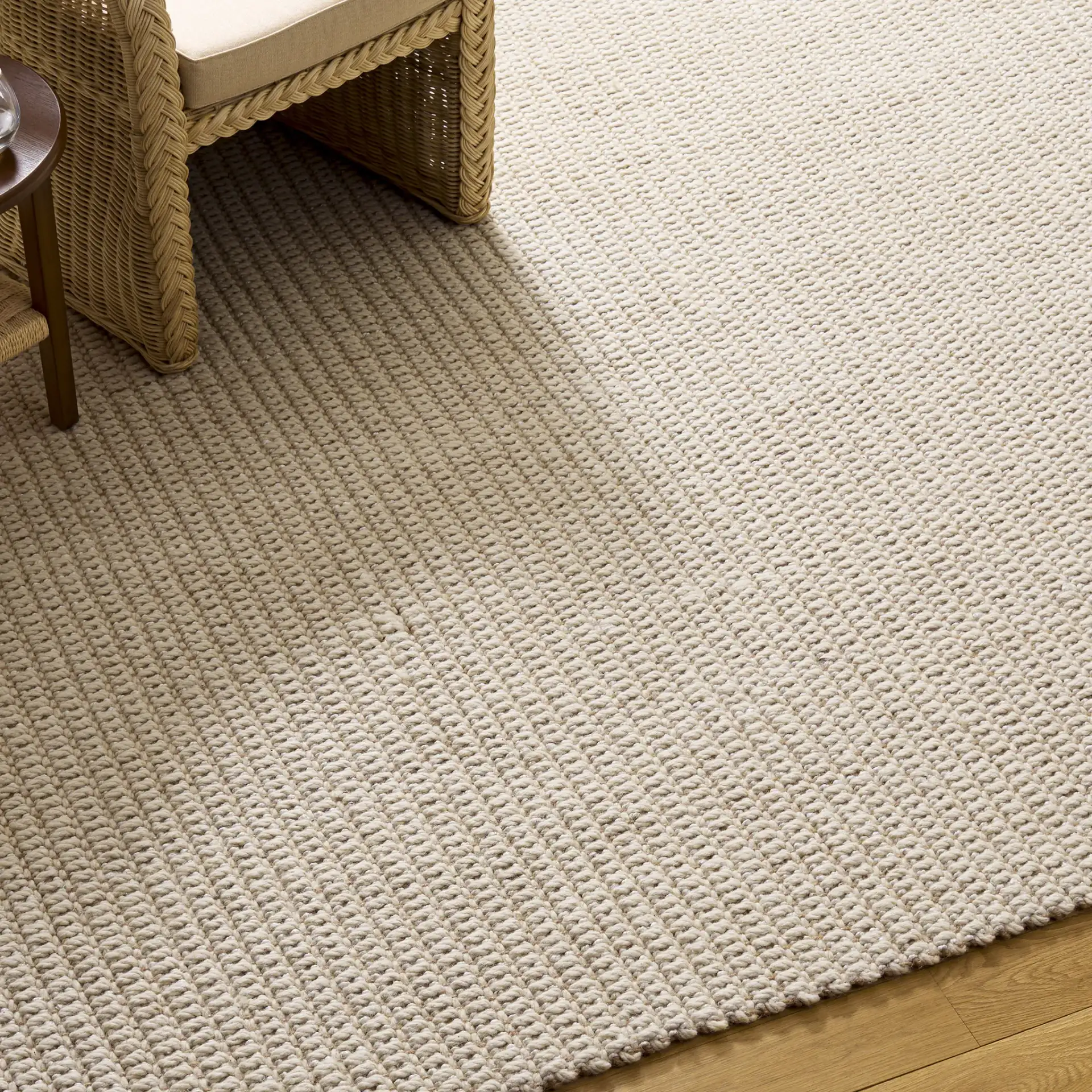 Grid Ribbed Rug in Ivory / Natural in a styled room