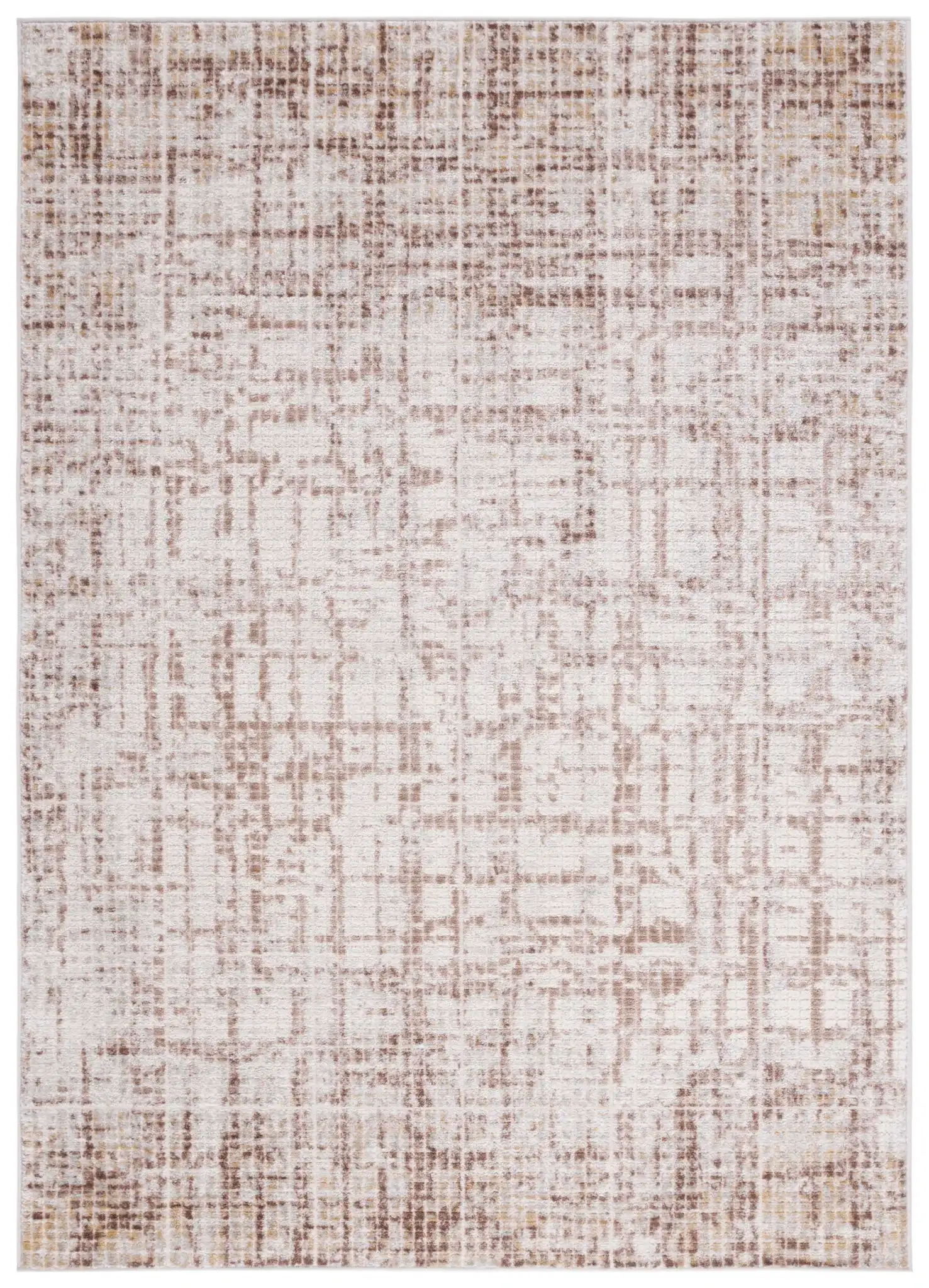 Palma Textured Grid Rug in Beige / Brown