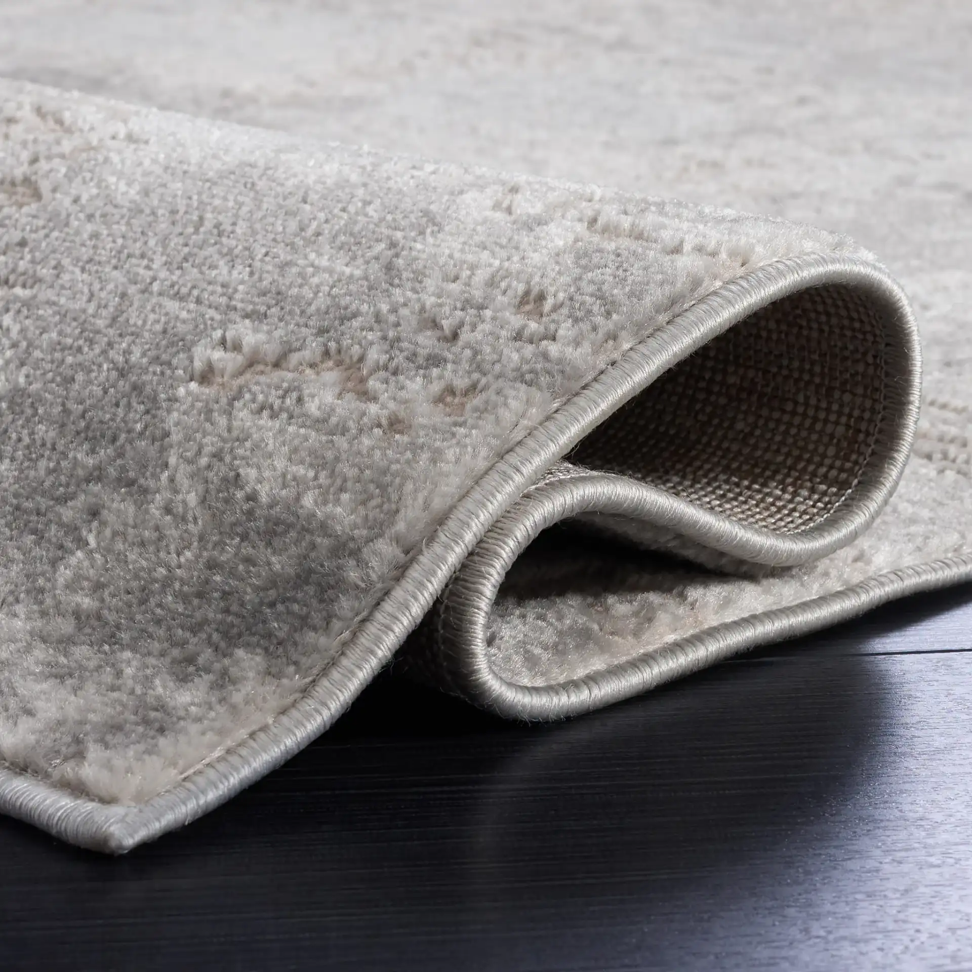Palma Abstract Rug in Gray in a styled room
