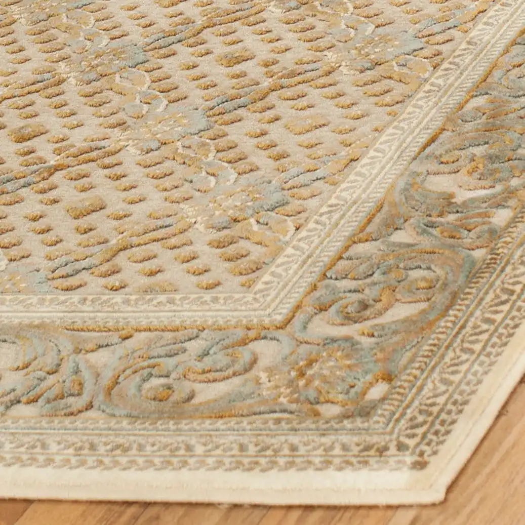 Paradise Floral Lattice Rug in Cream in a styled room