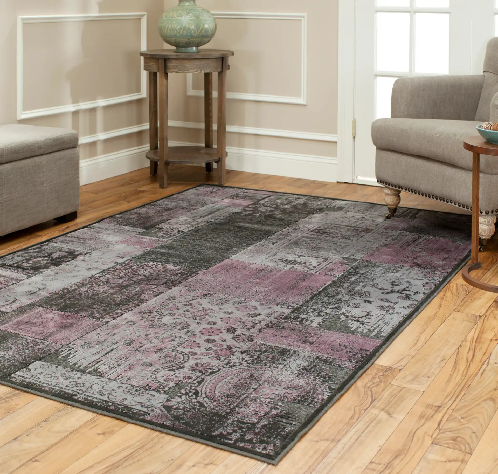 Paradise Patchwork Panel Rug in Charcoal / Multicolor