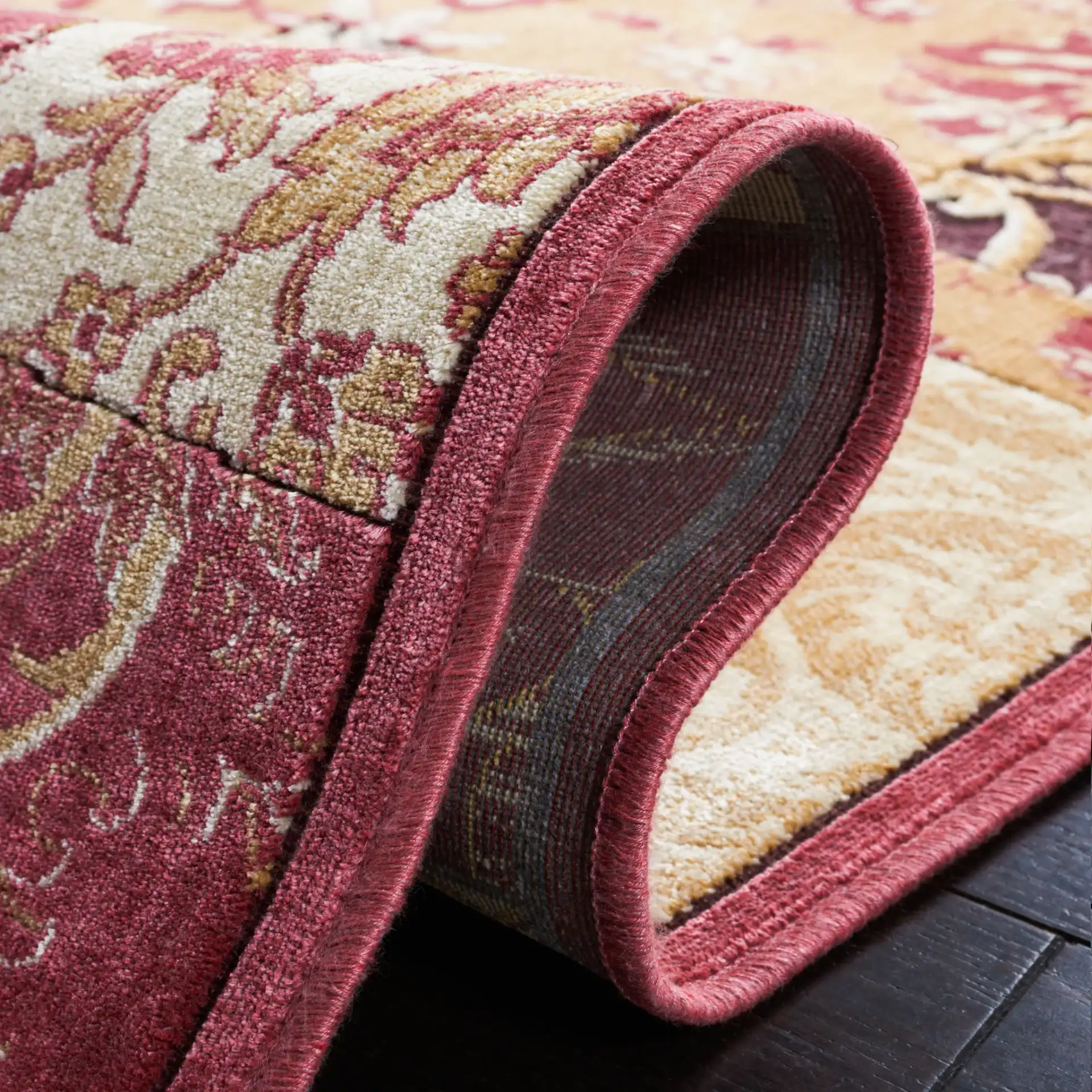 Paradise Patchwork Floral Rug in Red / Multicolor in a styled room
