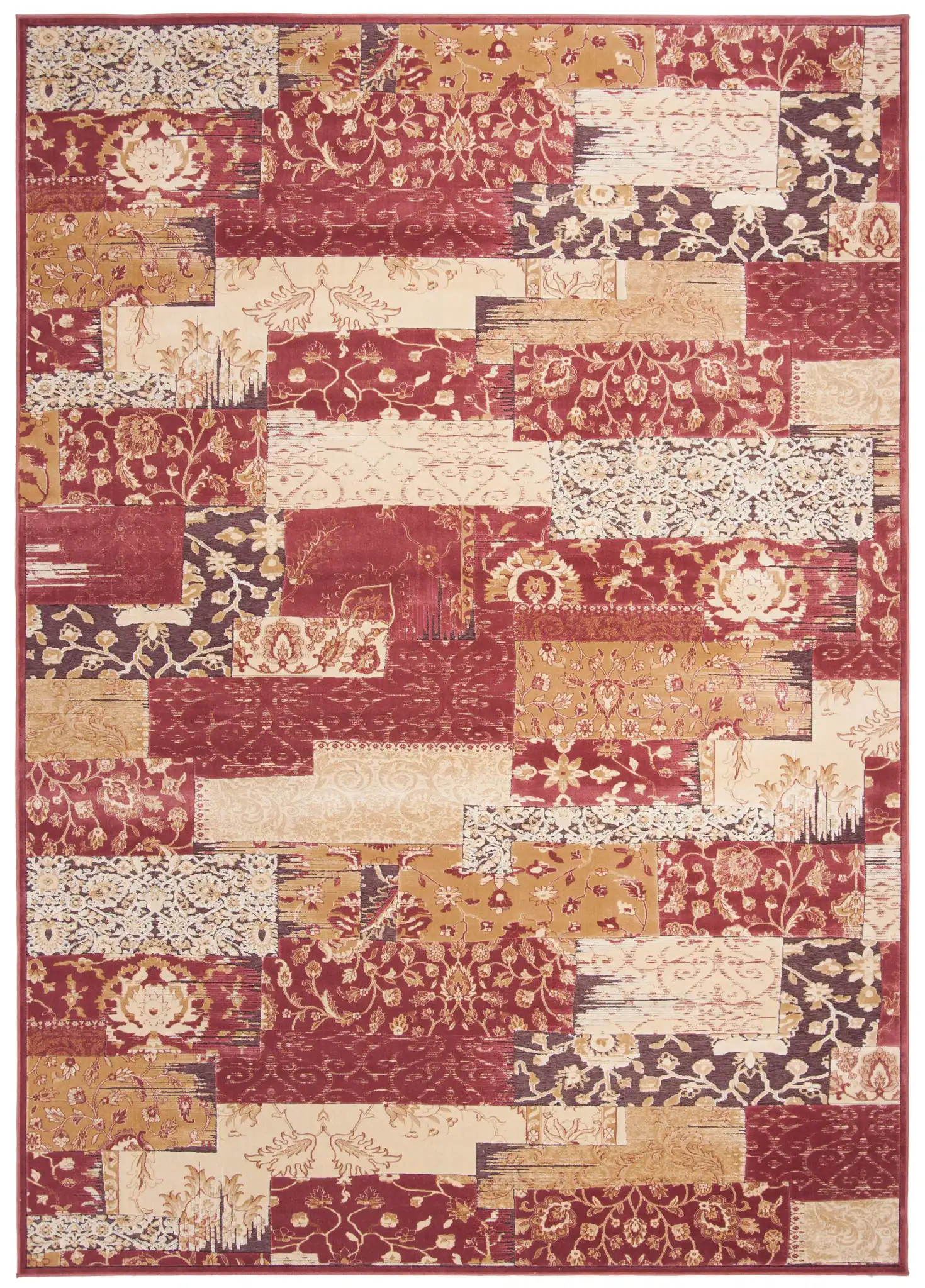 Paradise Patchwork Floral Rug in Red / Multicolor