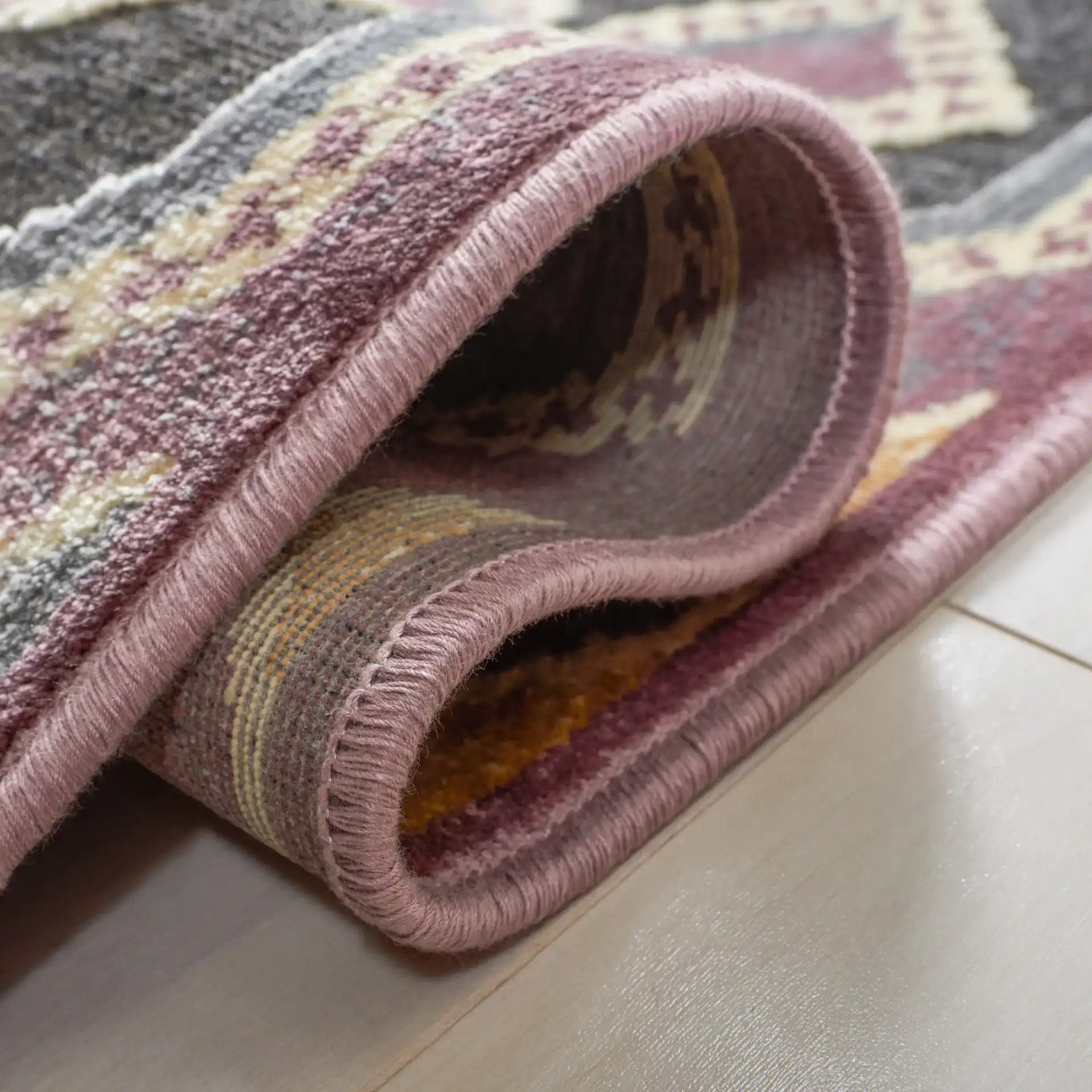 Paradise Thom Felica Stepped Diamond Rug in Purple / Multicolor in a styled room