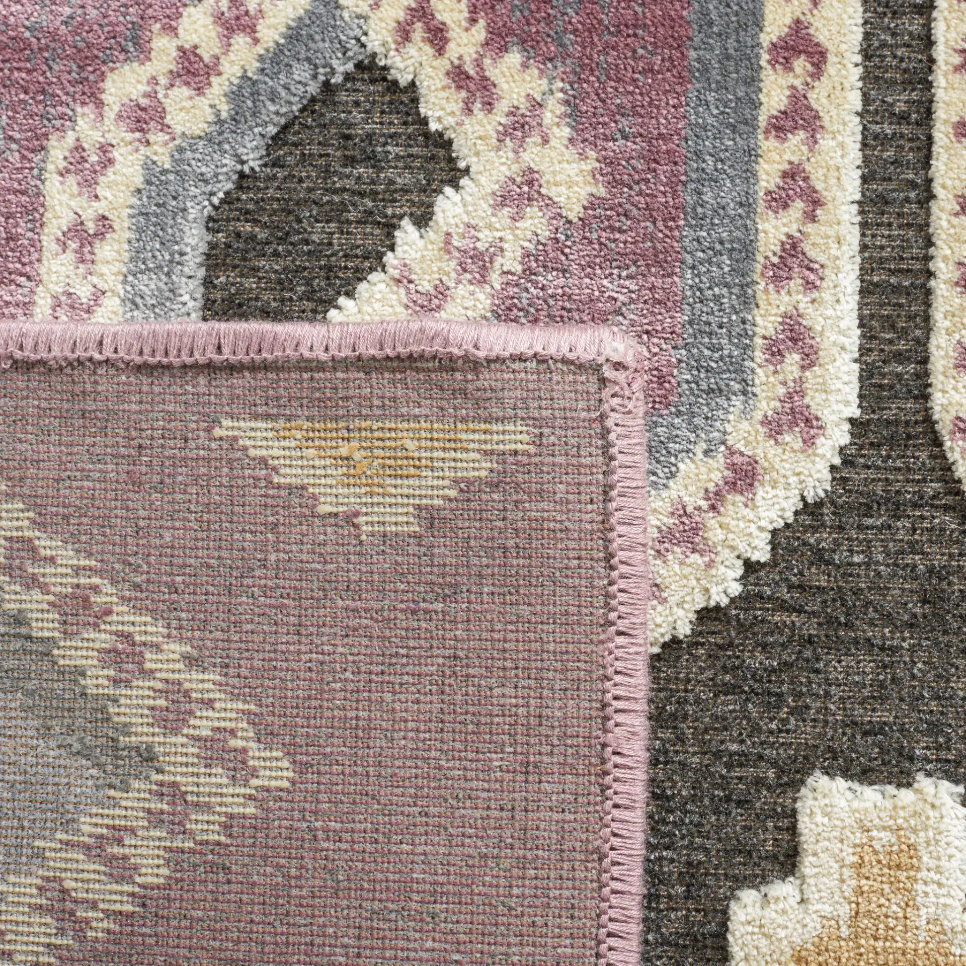 Paradise Thom Felica Stepped Diamond Rug in Purple / Multicolor in a styled room
