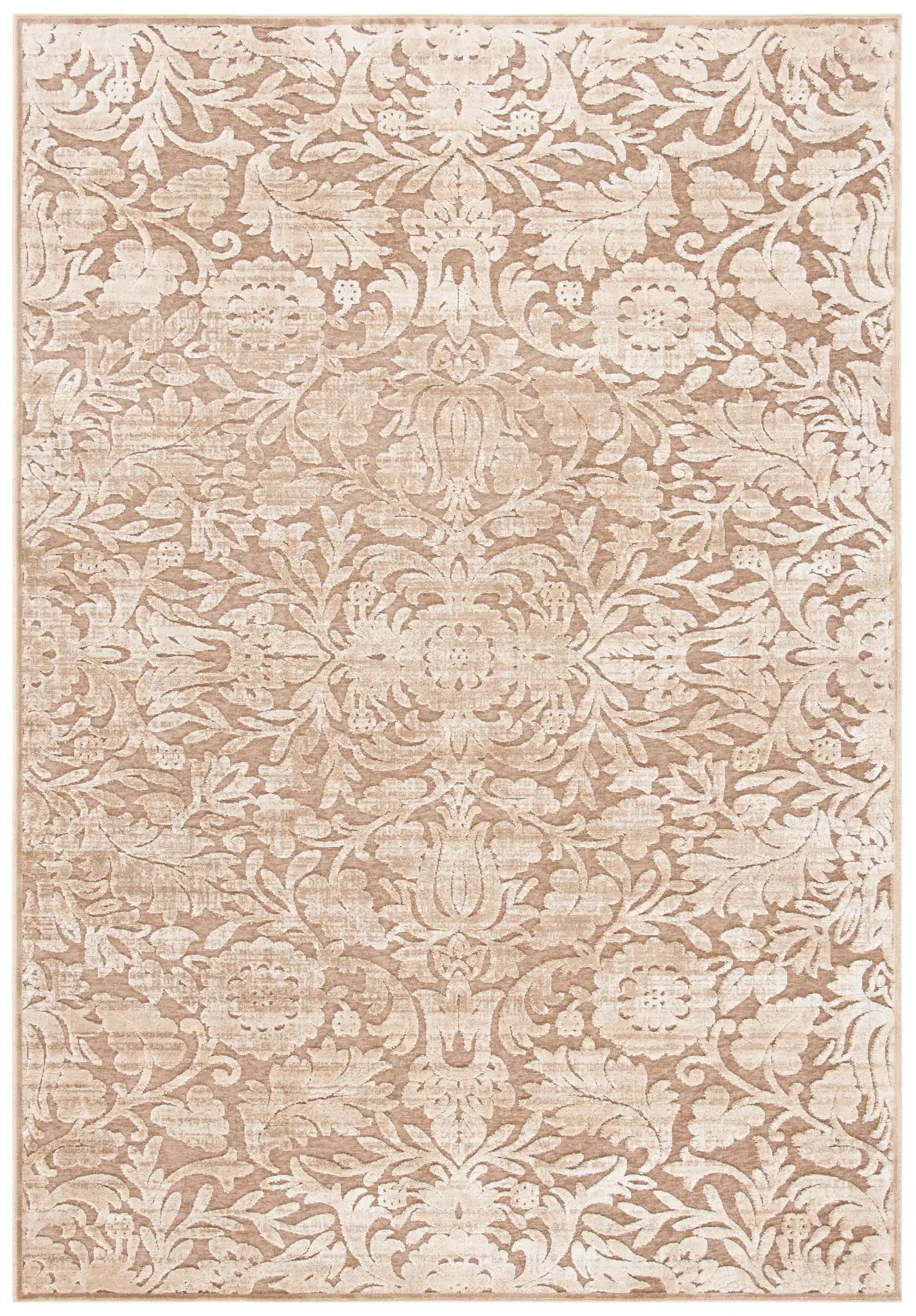 Paradise Foliate Damask Rug in Light Beige / Beige