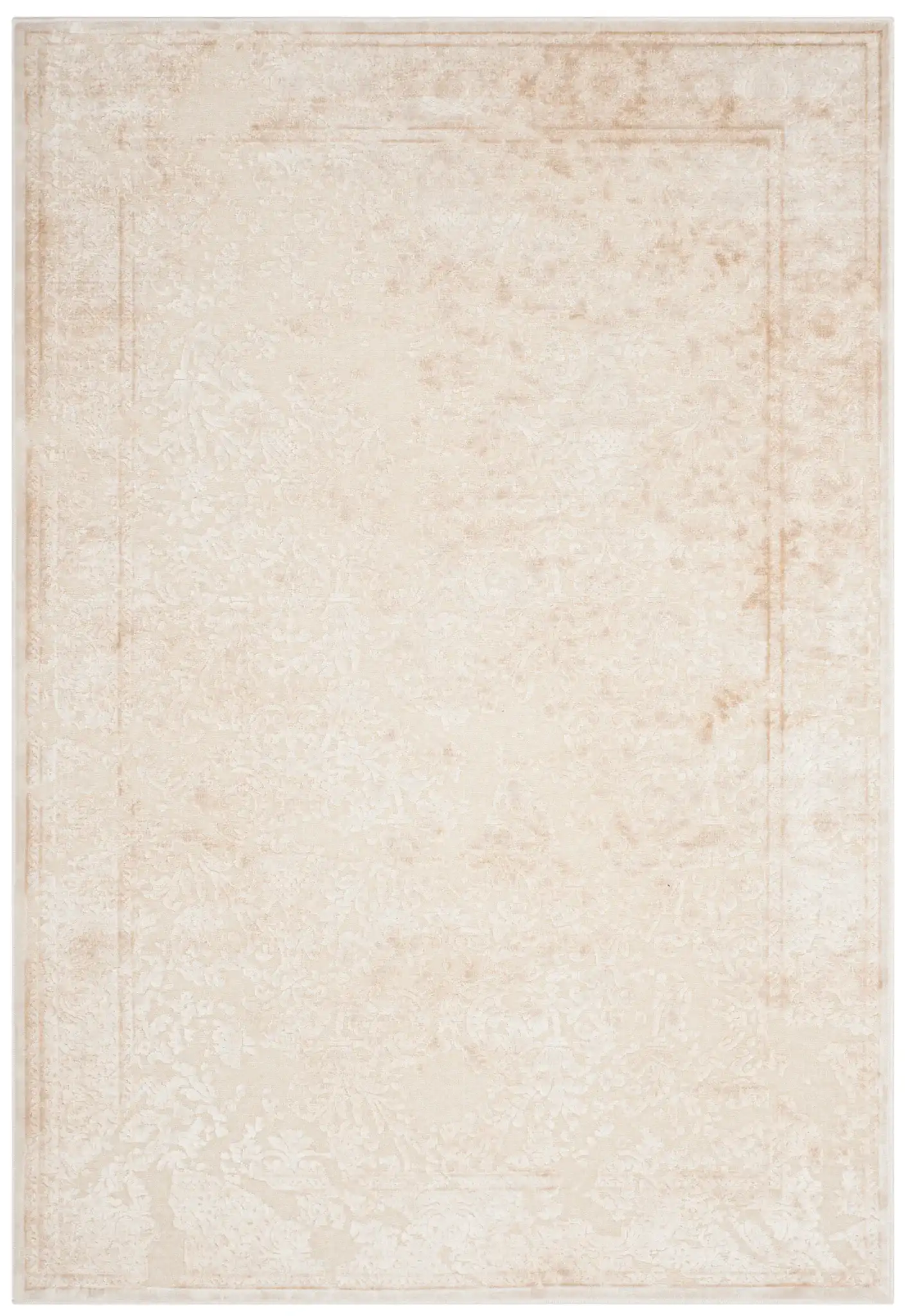 Paradise Faded Damask Bordered Rug in Stone, detail view