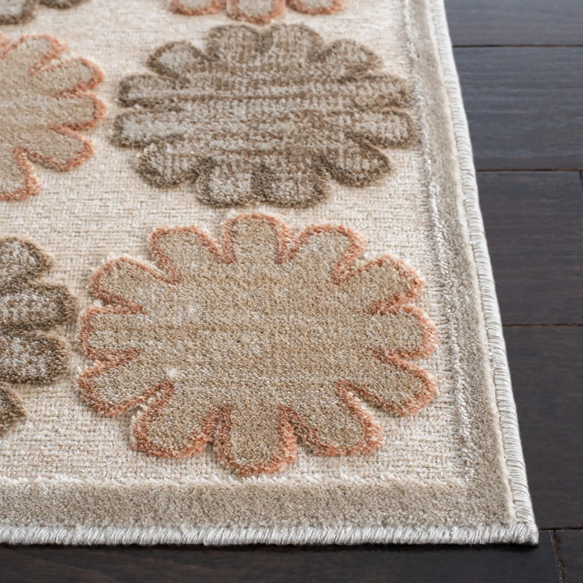Paradise Trellis Tile Rug in Stone in a styled room