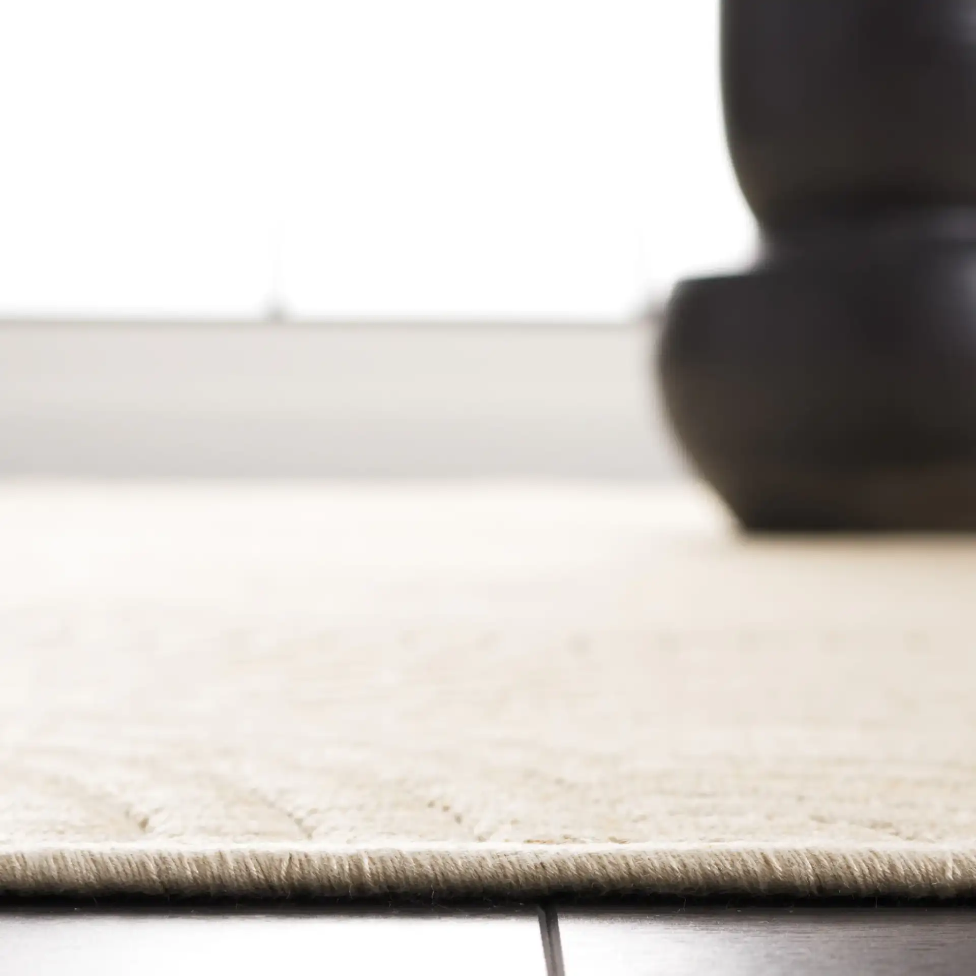 Paradise Concentric Arc Rug in Stone in a styled room