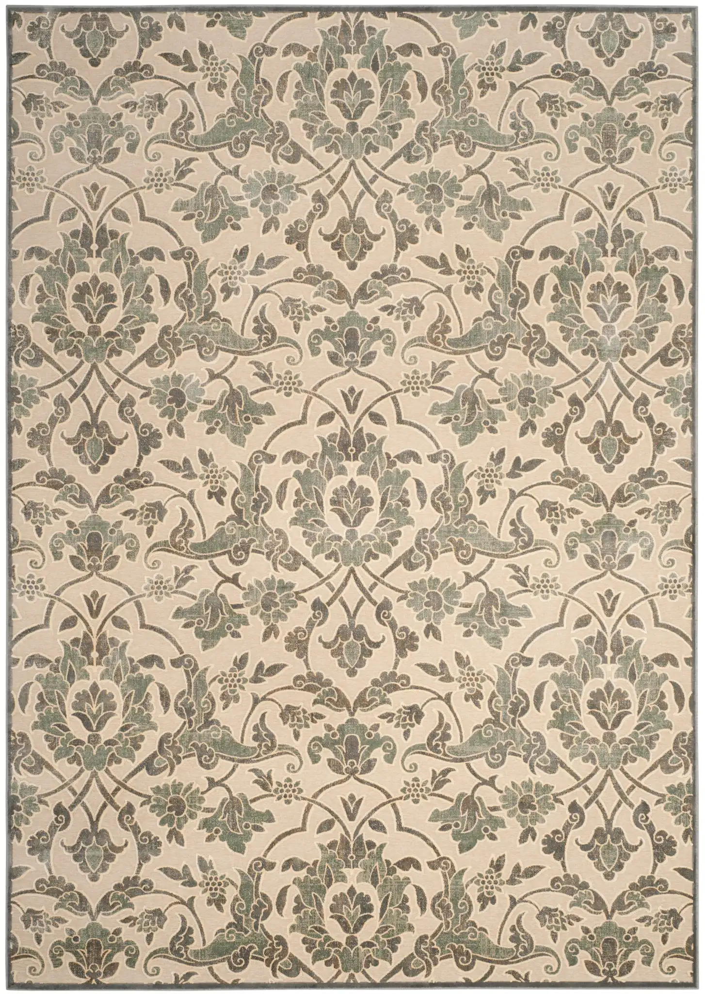 Paradise Damask Rug in Cream / Slate