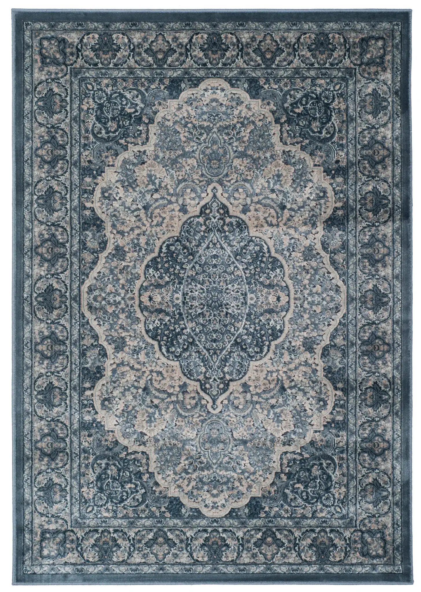Paradise Floral Medallion Rug in Light Blue / Blue