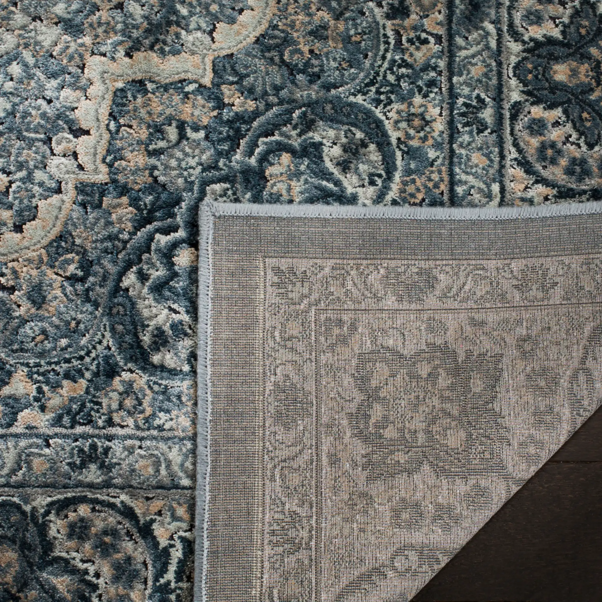 Paradise Floral Medallion Rug in Light Blue / Blue in a styled room
