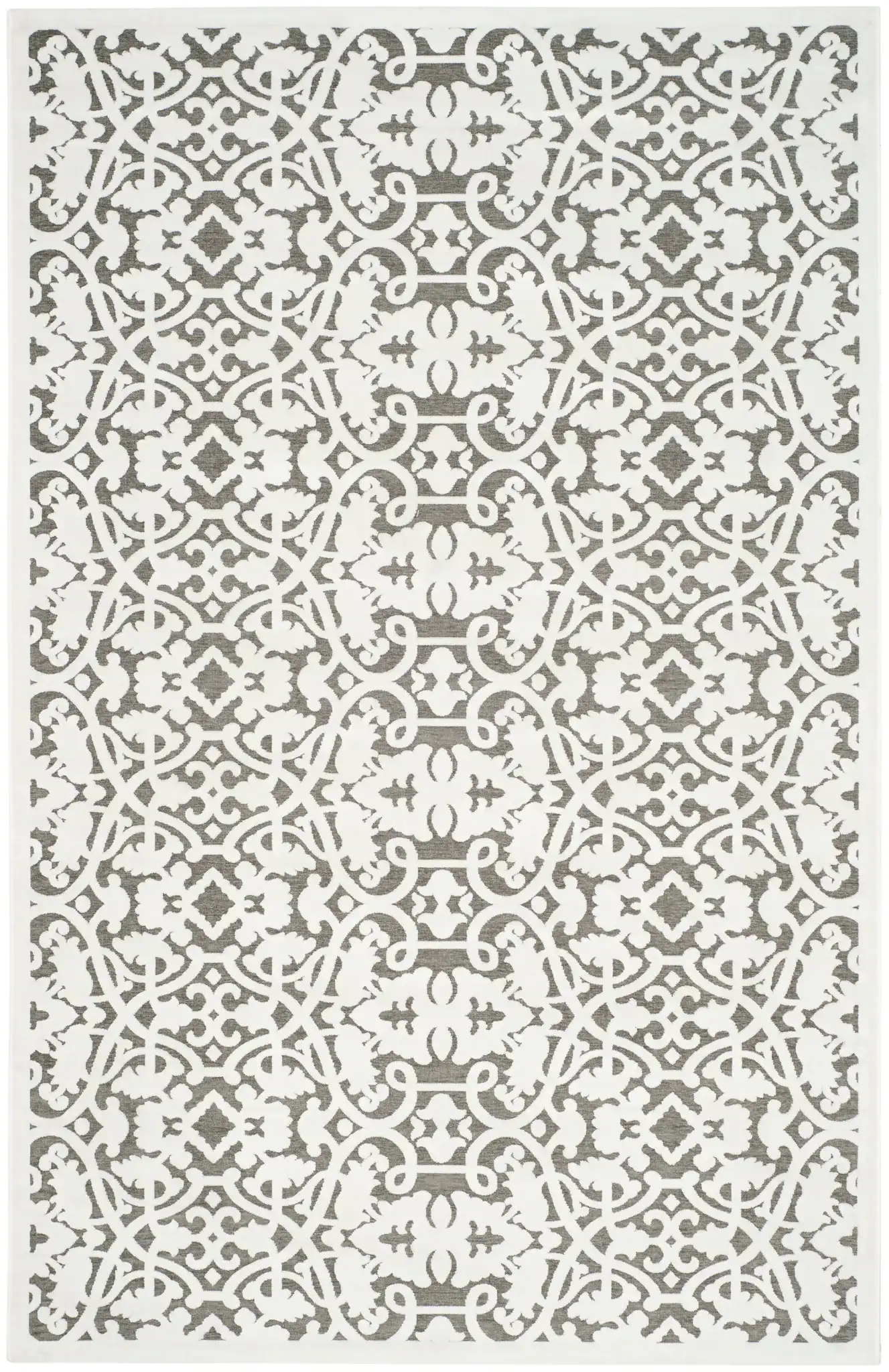 Paradise Interlocking Scroll Rug in Ivory / Dark Gray