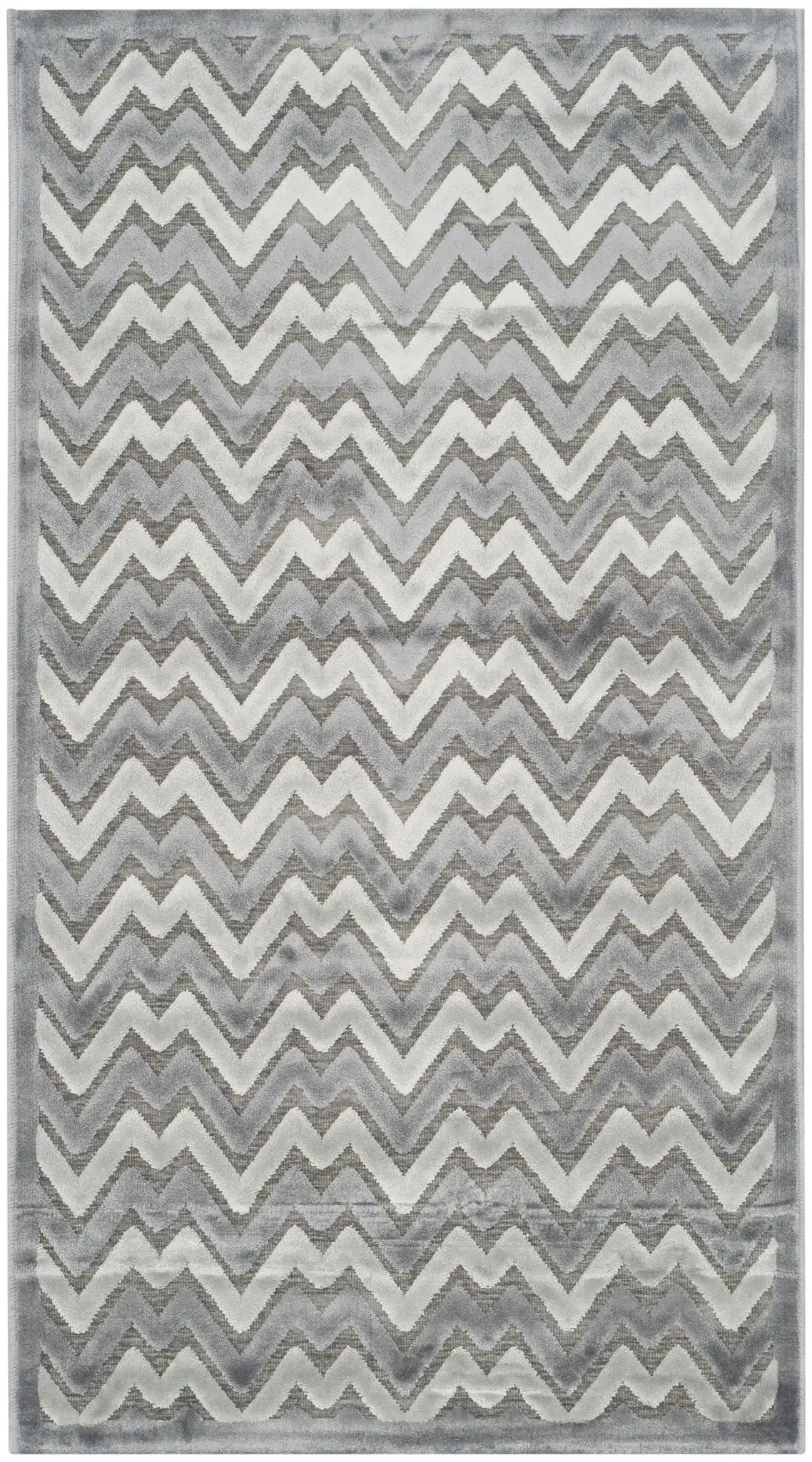 Paradise Chevron Border Rug in Light Gray / Dark Gray, detail view