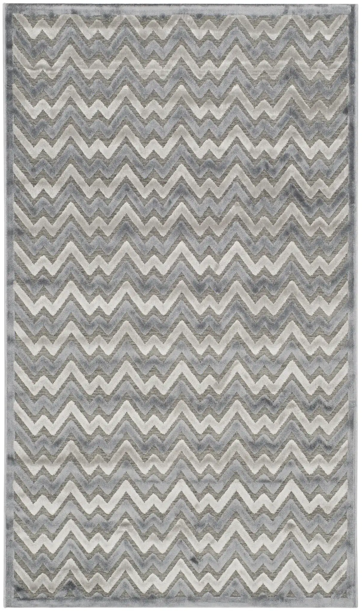 Paradise Chevron Border Rug in Light Gray / Dark Gray, detail view