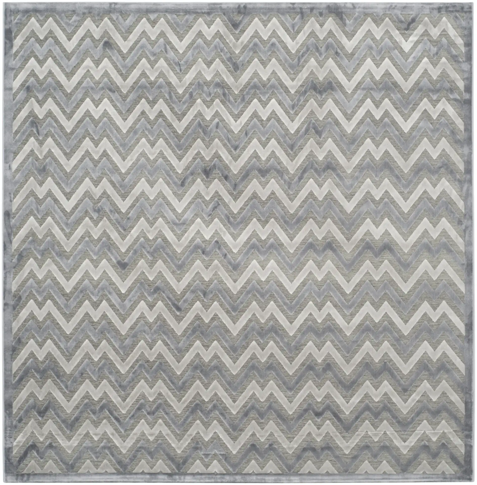 Paradise Chevron Border Rug in Light Gray / Dark Gray