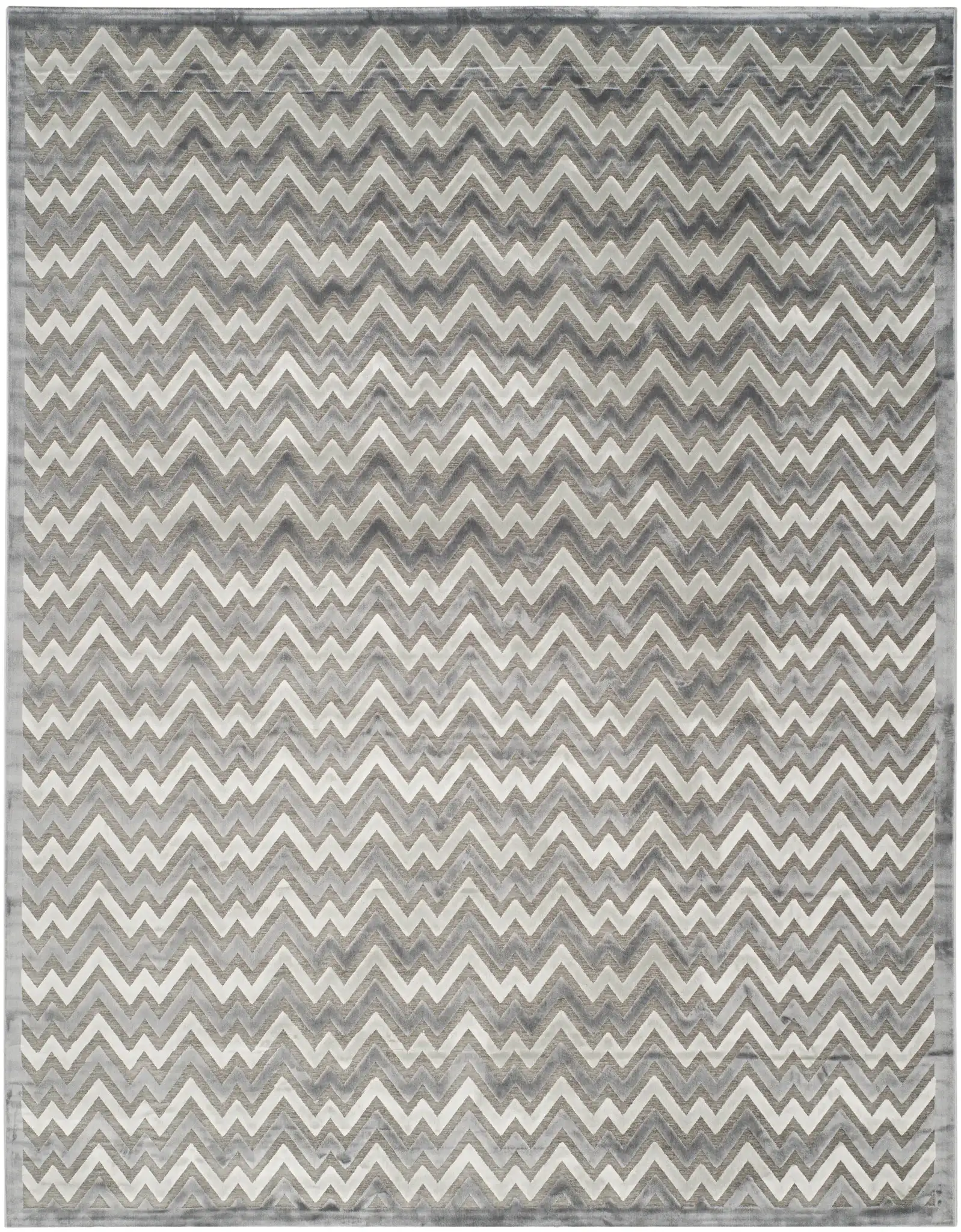Paradise Chevron Border Rug in Light Gray / Dark Gray, detail view