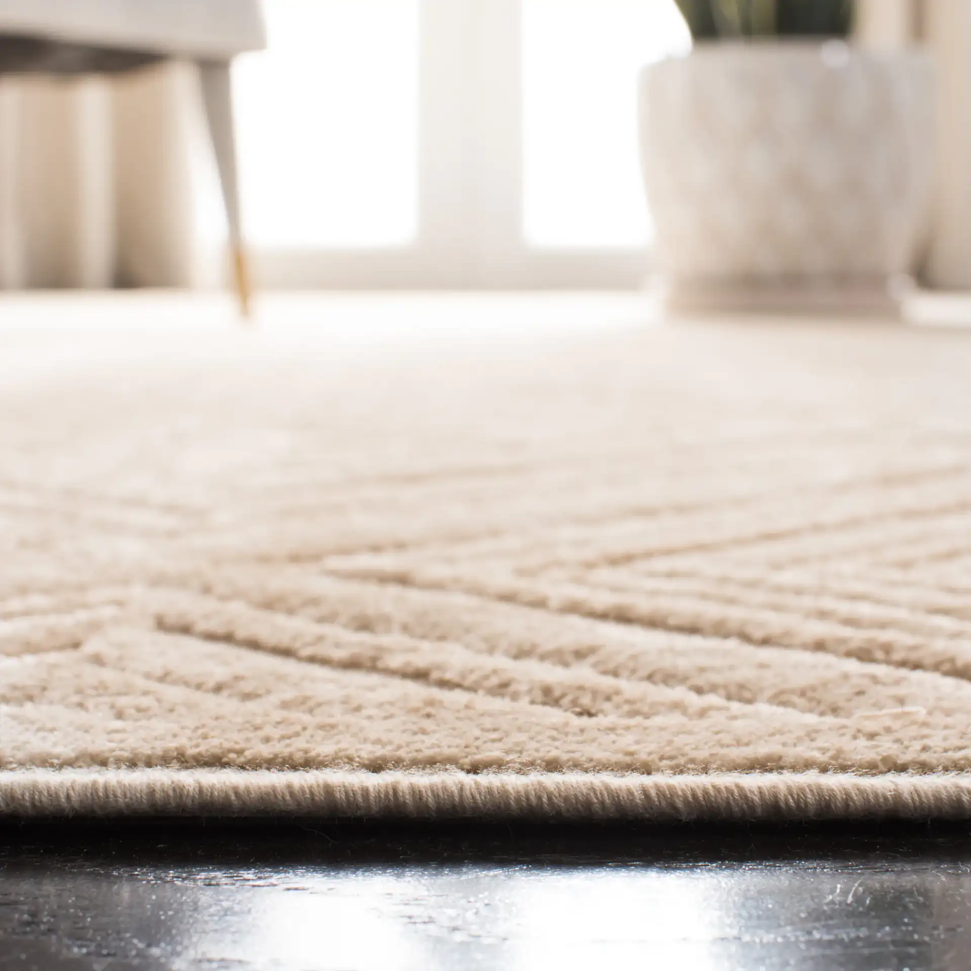 Paradise Martha Stewart Concentric Diamond Viscose Rug in Beige in a styled room