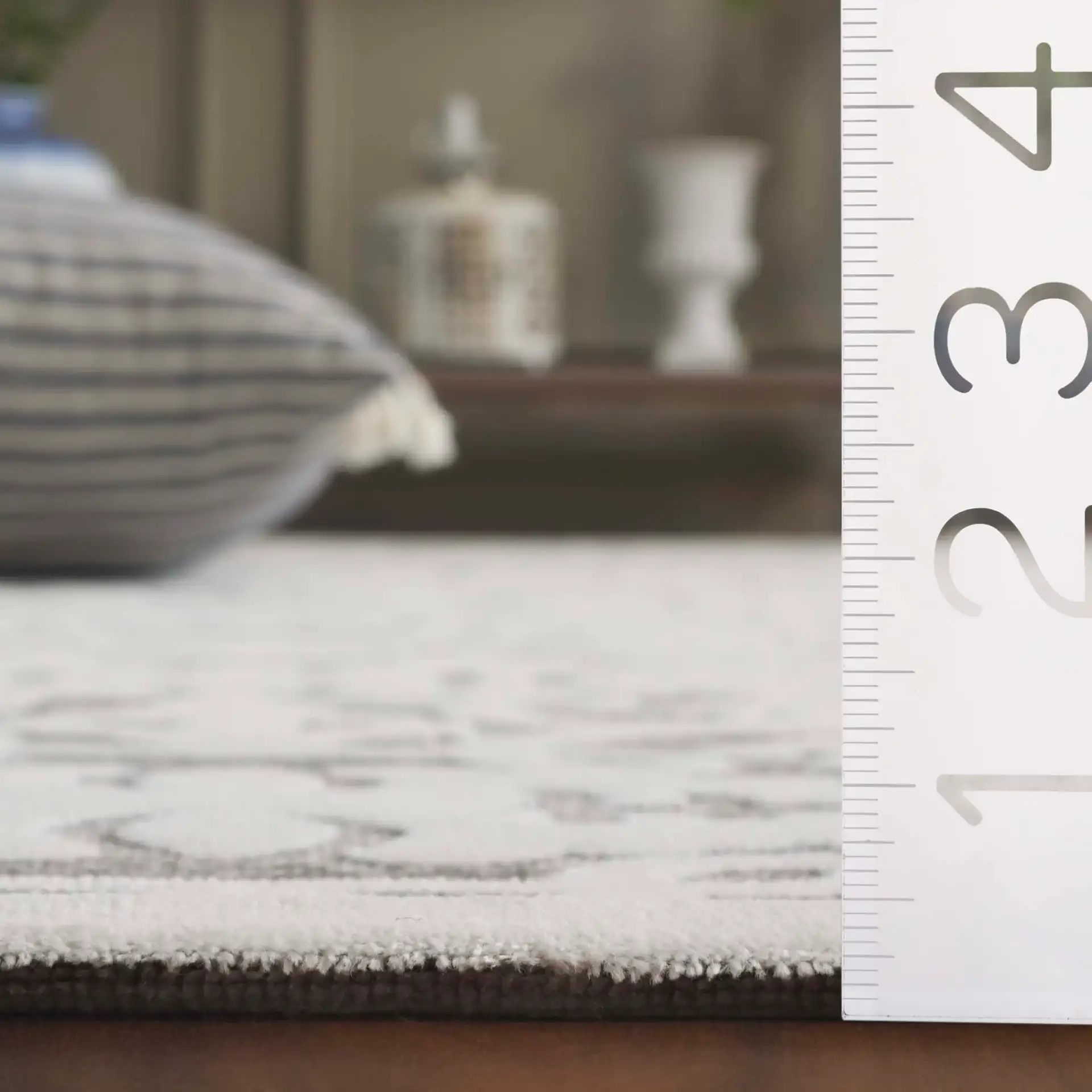 Paradise Interlocking Vine Rug in Ivory / Dark Gray in a styled room