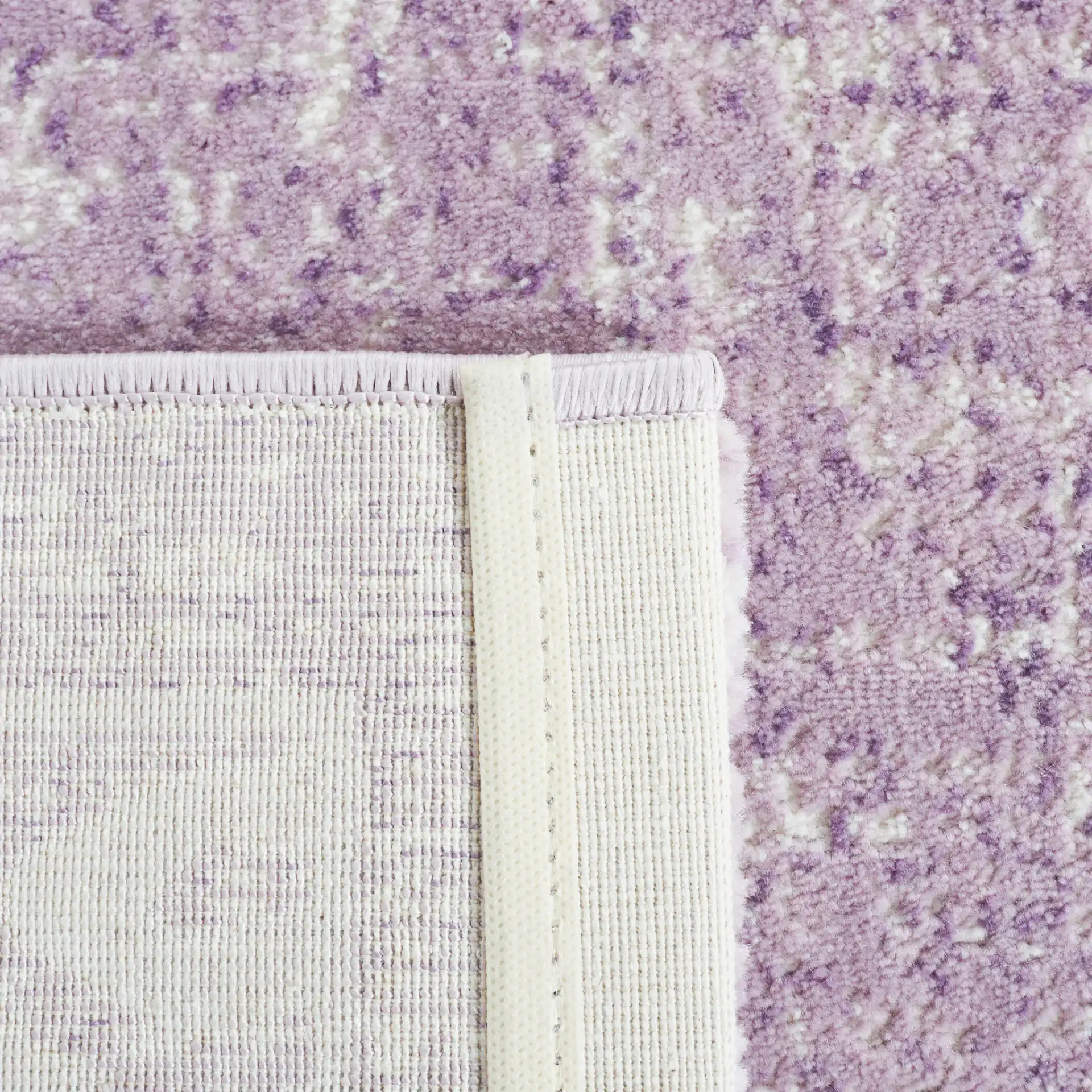 Passion Glam Leopard Border Rug in Purple / Beige in a styled room