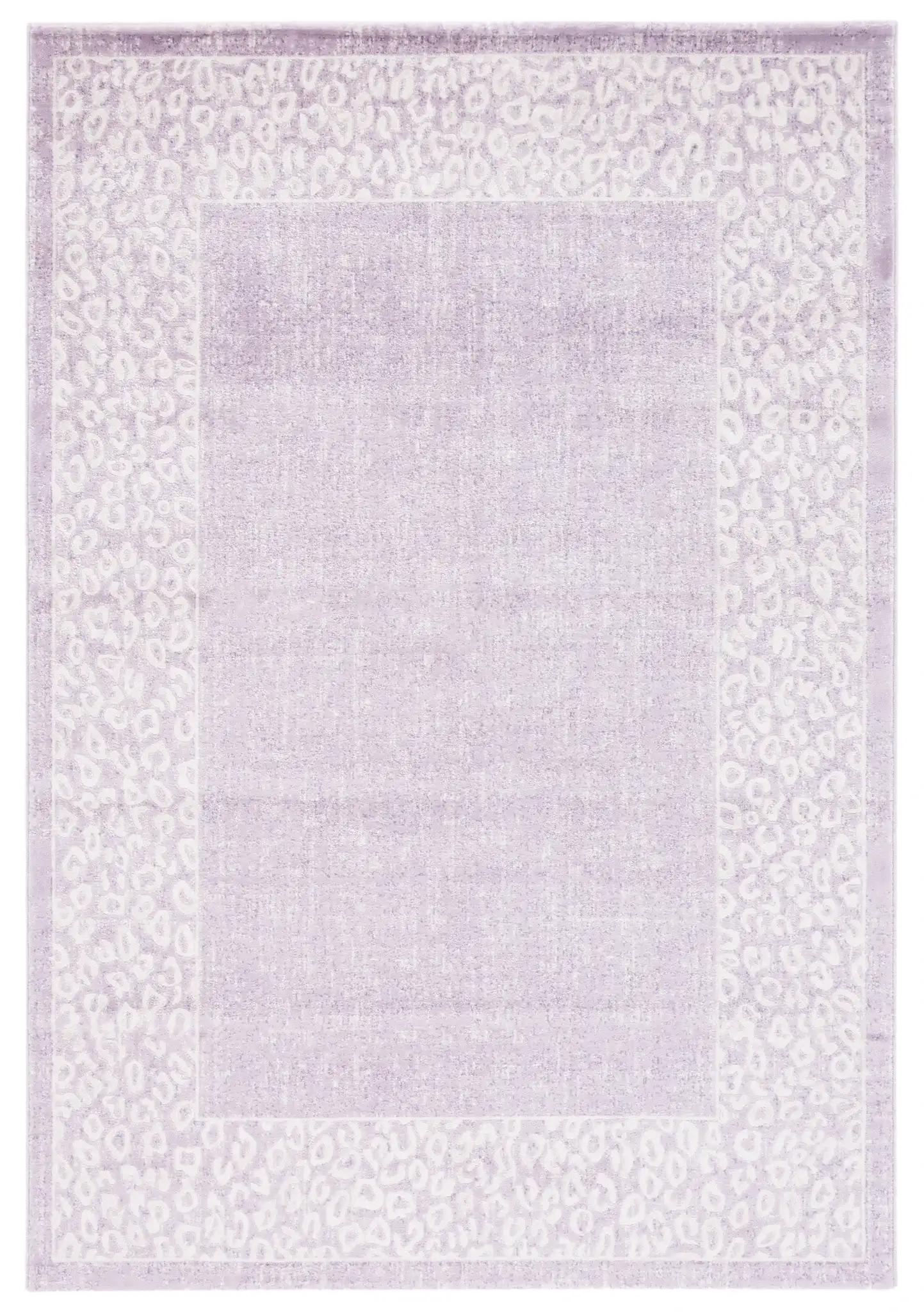 Passion Glam Leopard Border Rug in Purple / Beige