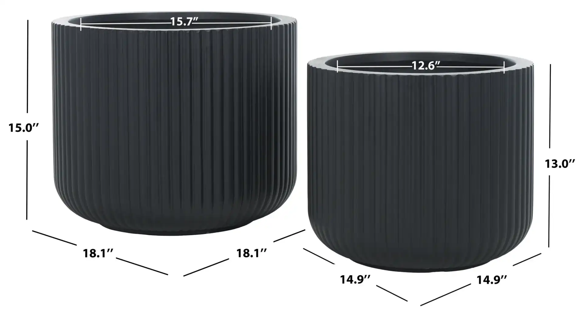 Lucca Planter Pot (Set Of 2) in Black, detail view