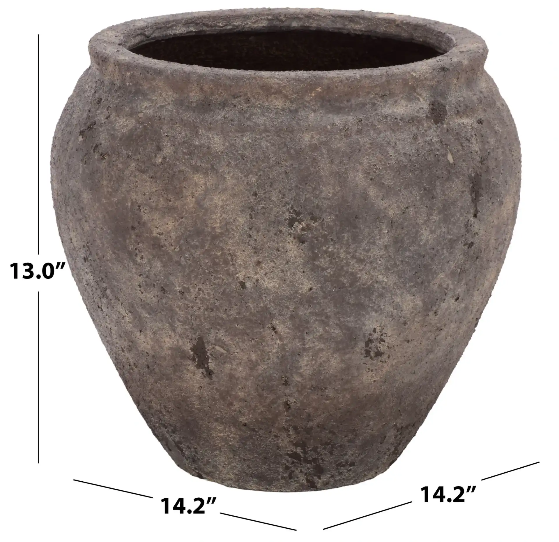 Ramsey Planter Pot in Antique Brown, detail view