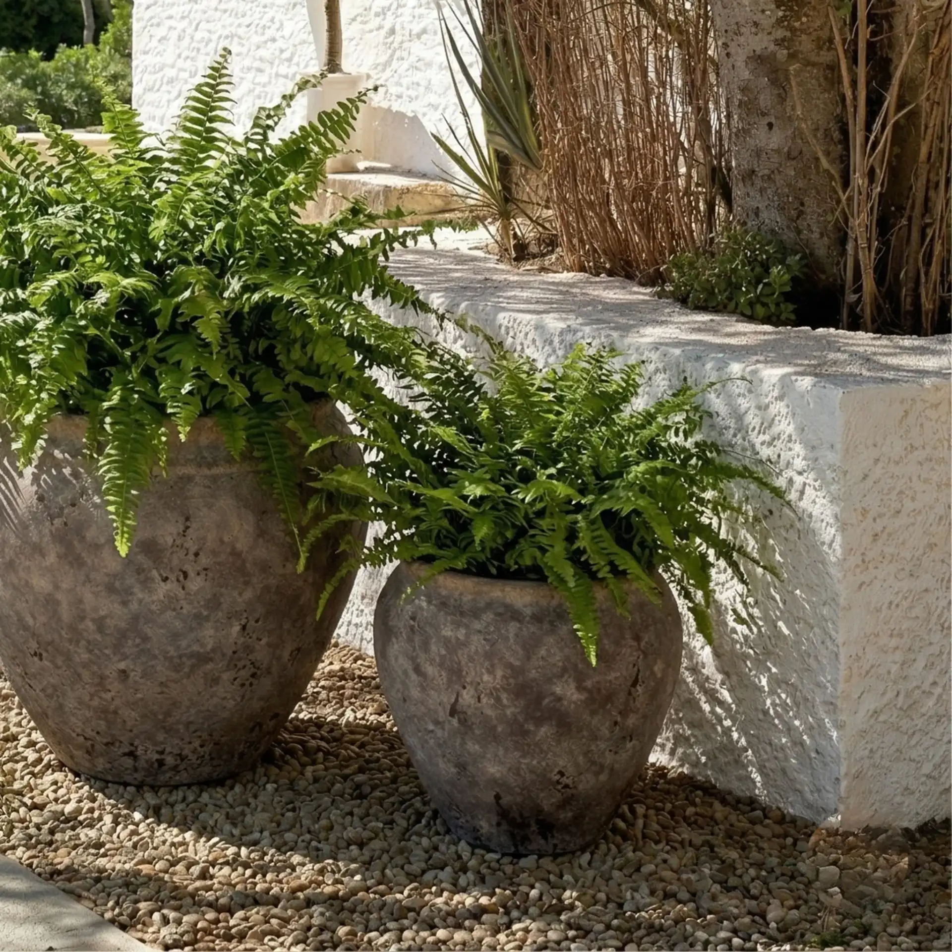 Ramsey Planter Pot in Antique Brown in a styled room
