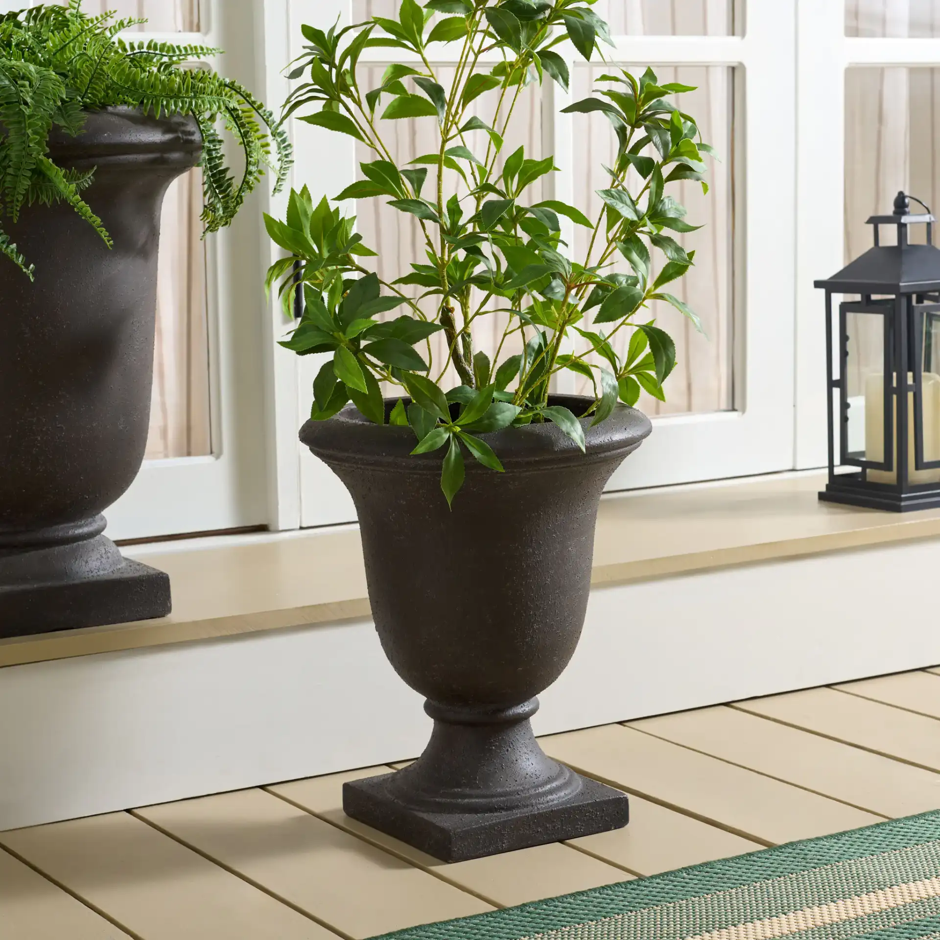 Helena Planter Pot in Charcoal in a styled room