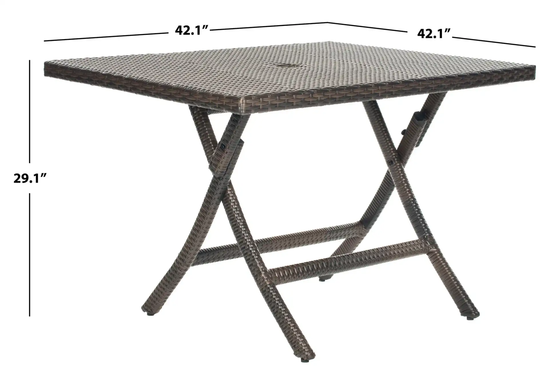 Samana Square Folding Table in Brown, detail view