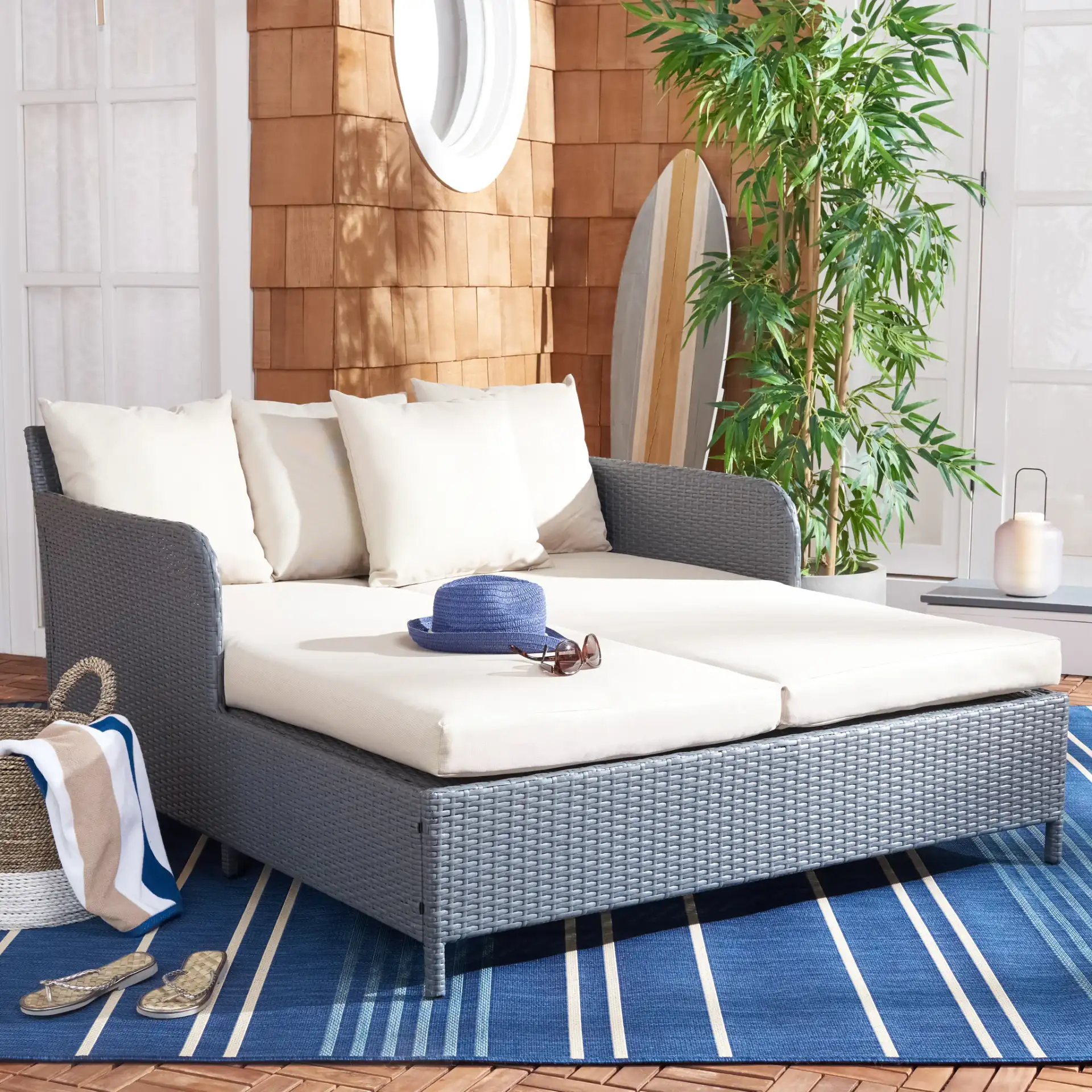 August Daybed in Titanium / Sand in a styled room
